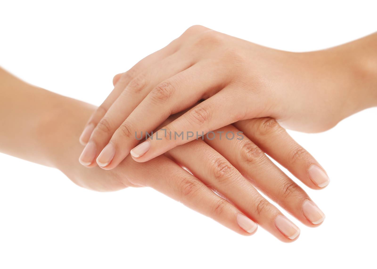 Skin care. Hands in close-up