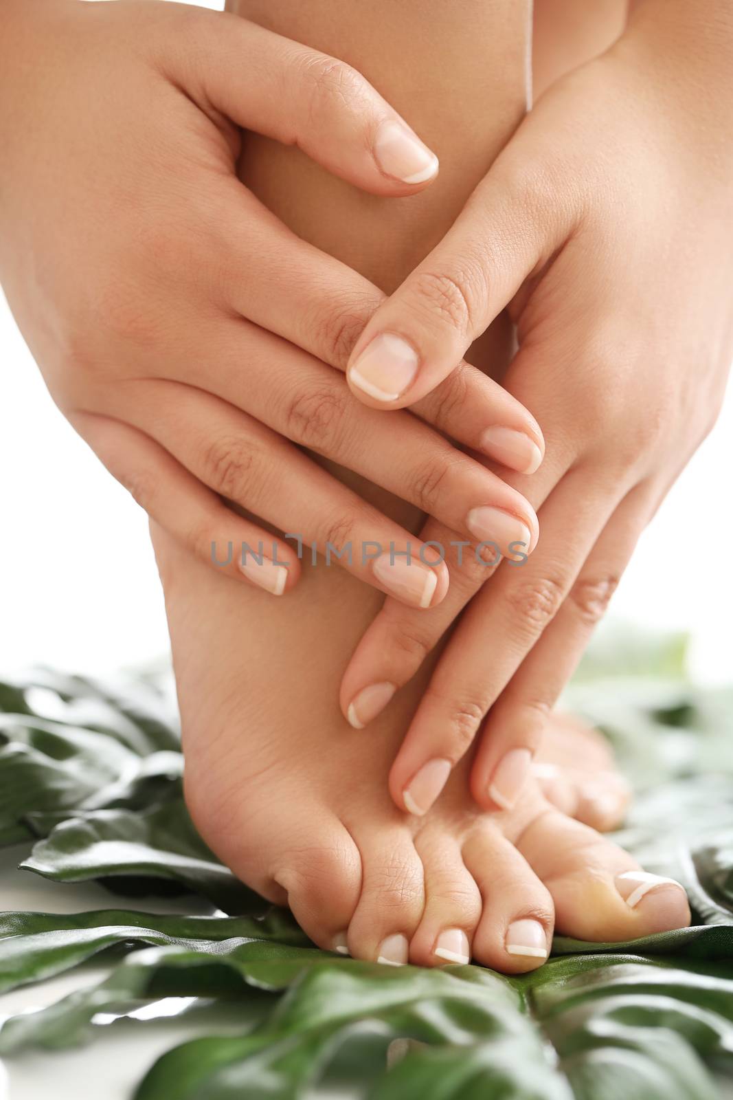 Skin care. Feet in close-up