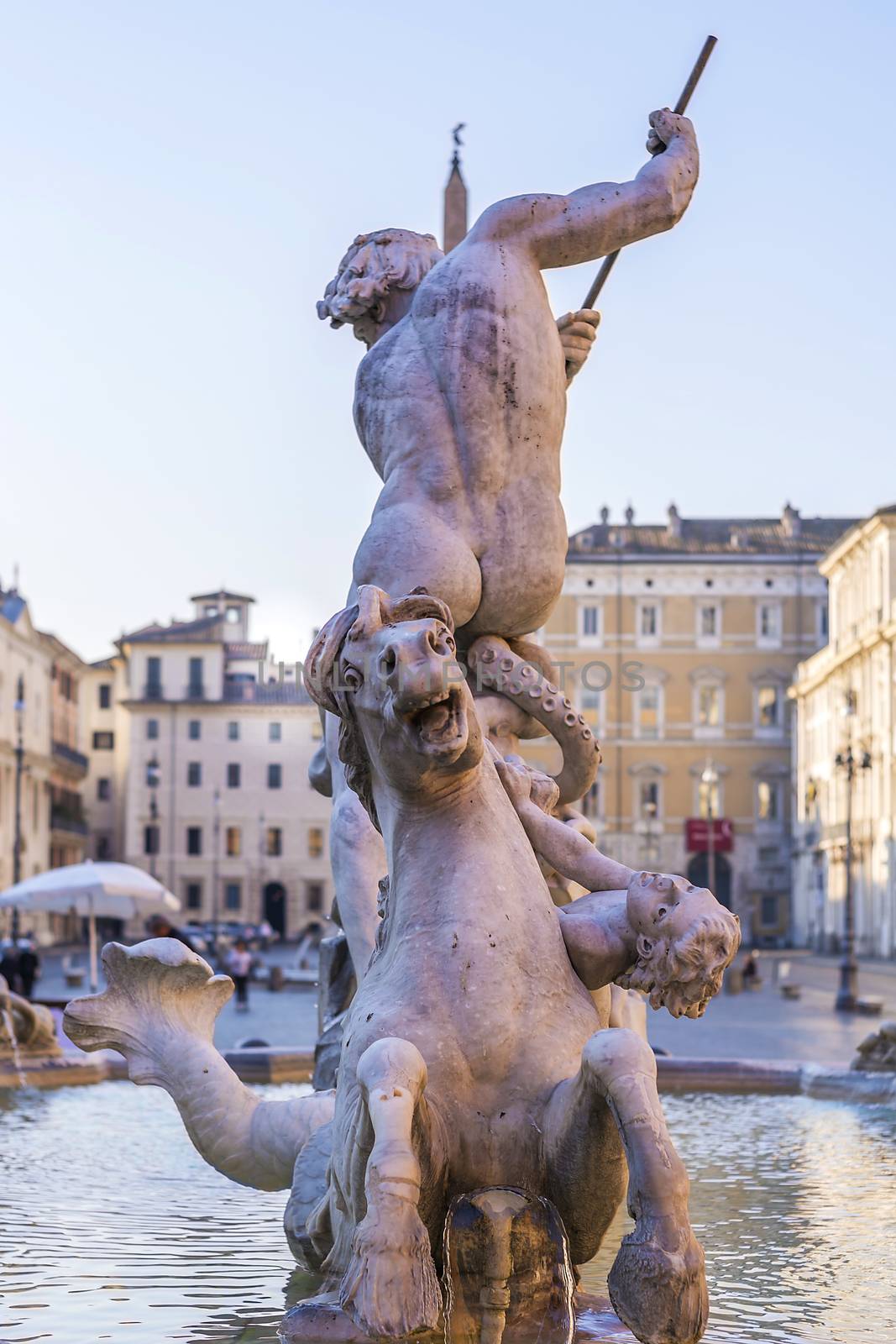 Piazza Navona, Neptune Fountain in Rome, Italy