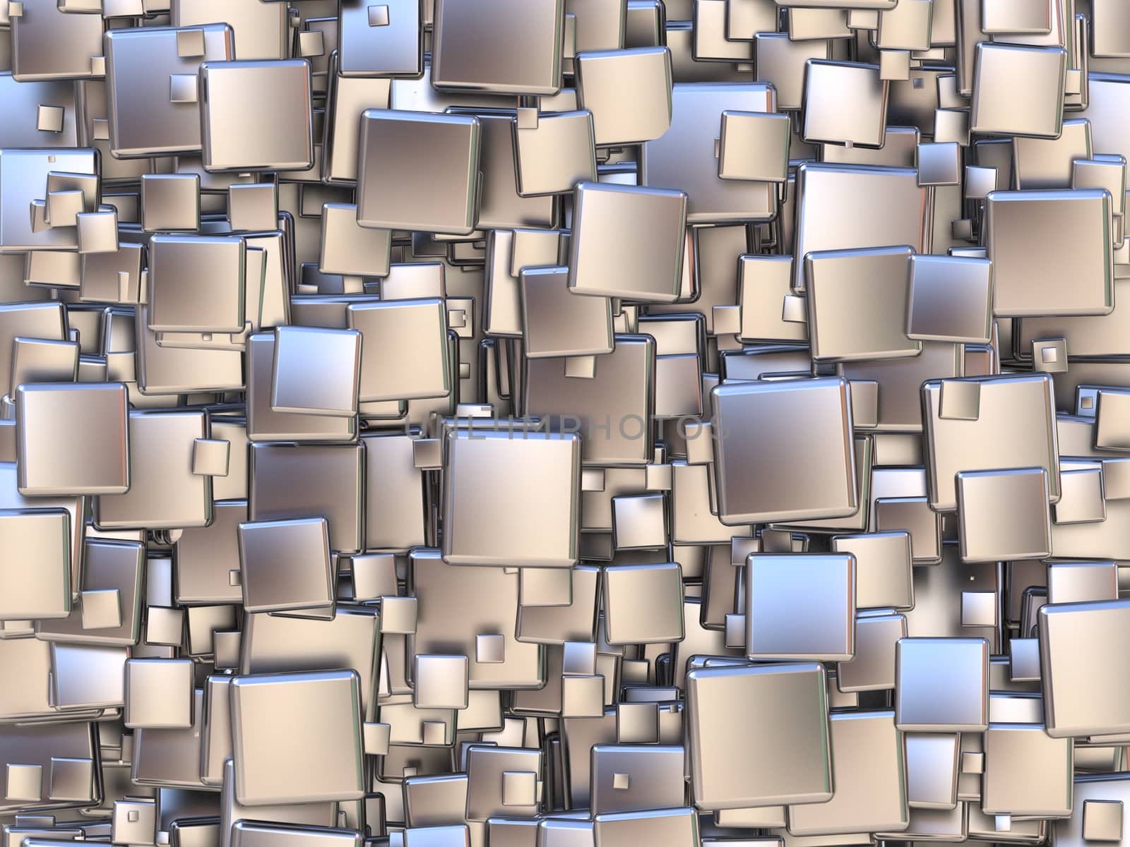 Abstract background made of silver tiles. 3D render illustration