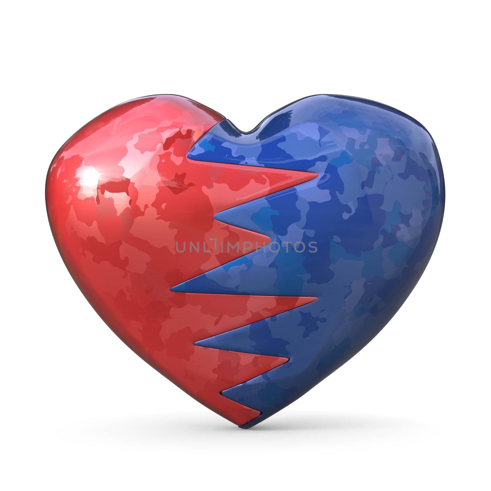 Broken heart, two pieces, red and blue one. 3D by djmilic