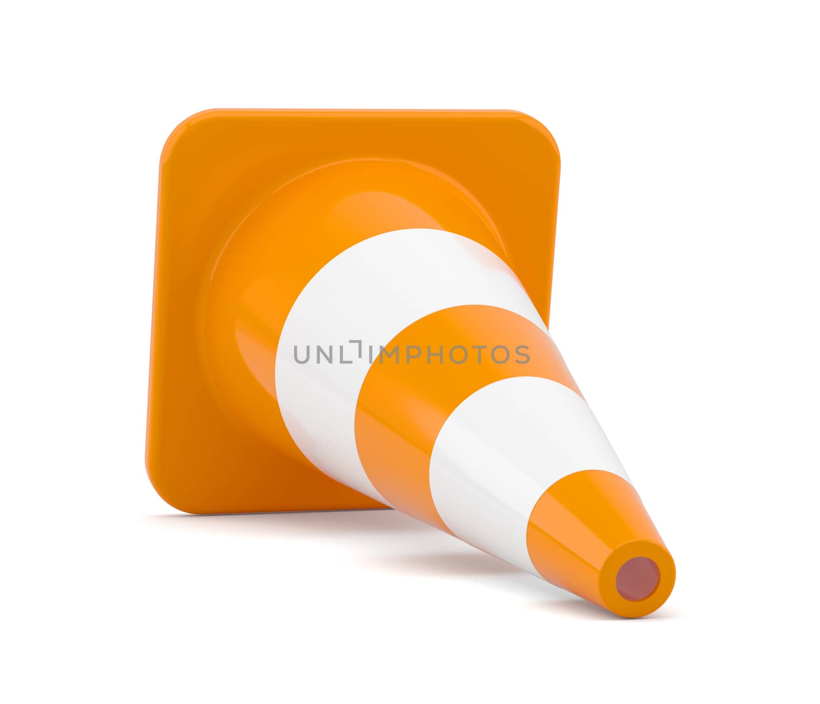 3D illustration of traffic cone. Isolated on white