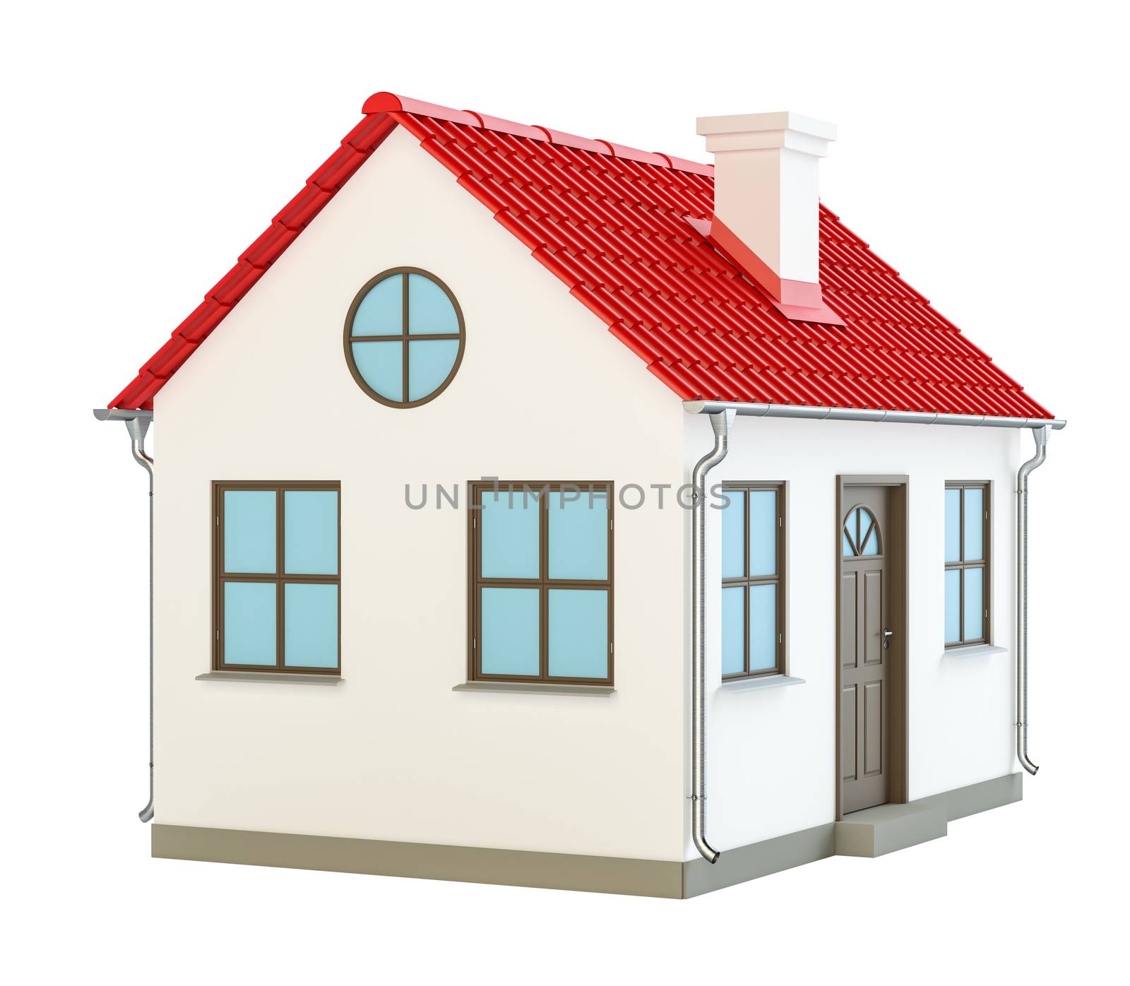 Model of the house on white background. 3D Rendering