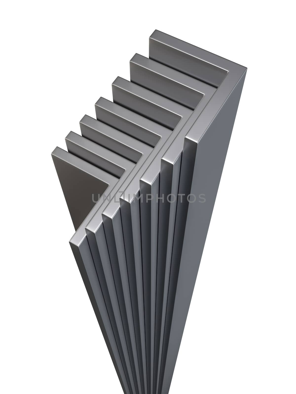 Rolled metal L-bar. Isolated on white background. 3D Rendering