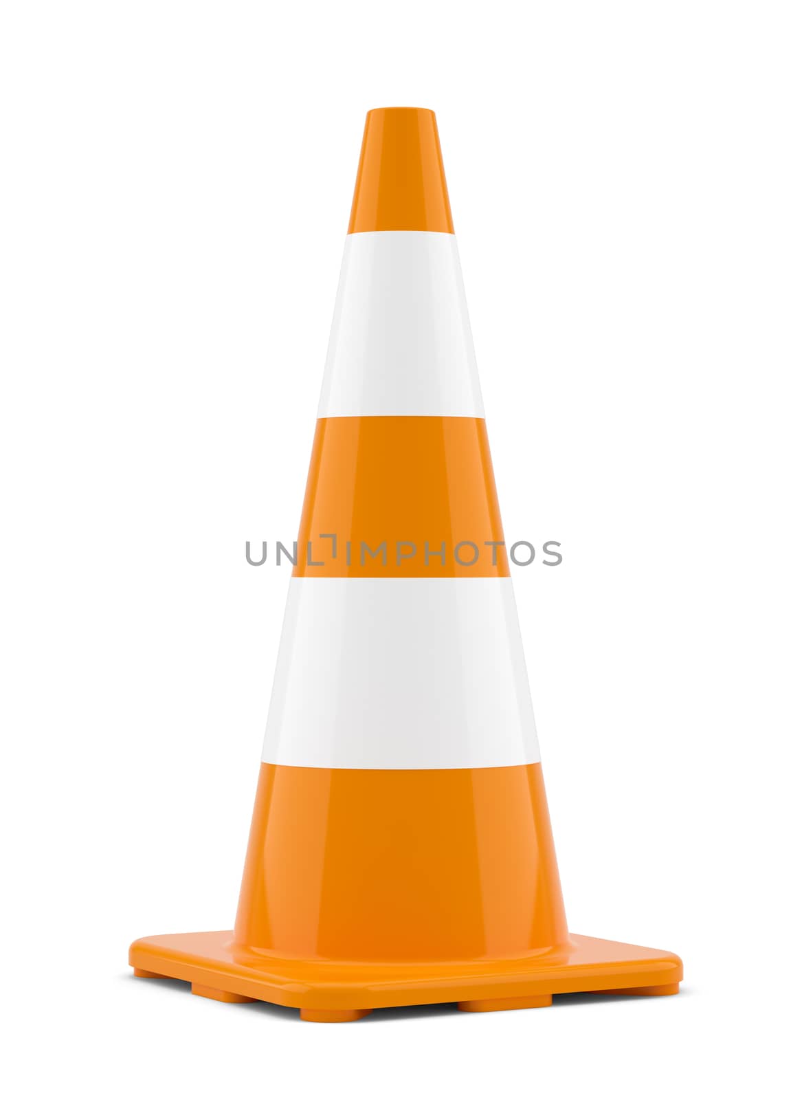 3D illustration of traffic cone. Isoalted on white