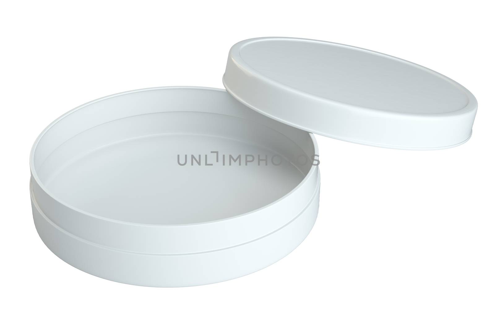 Product Packing. Cream White Opened Empty Can. Isolated On White Background. For Your Design. 3D Illustration