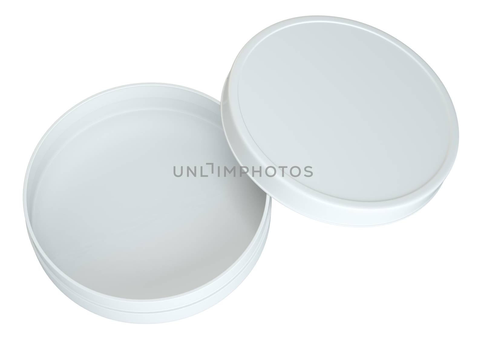 Product Packing. Top View. Cream White Opened Empty Can. Isolated On White Background. For Your Design. 3D Illustration