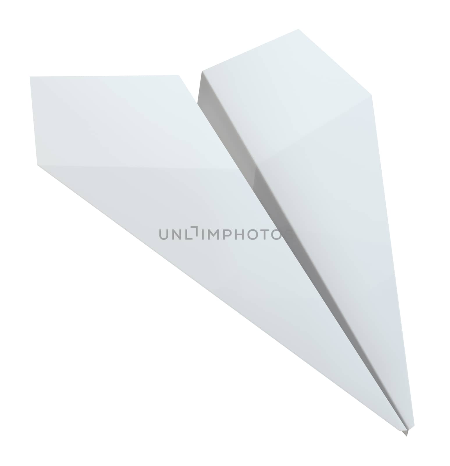 Origami paper airplane on white background by cherezoff