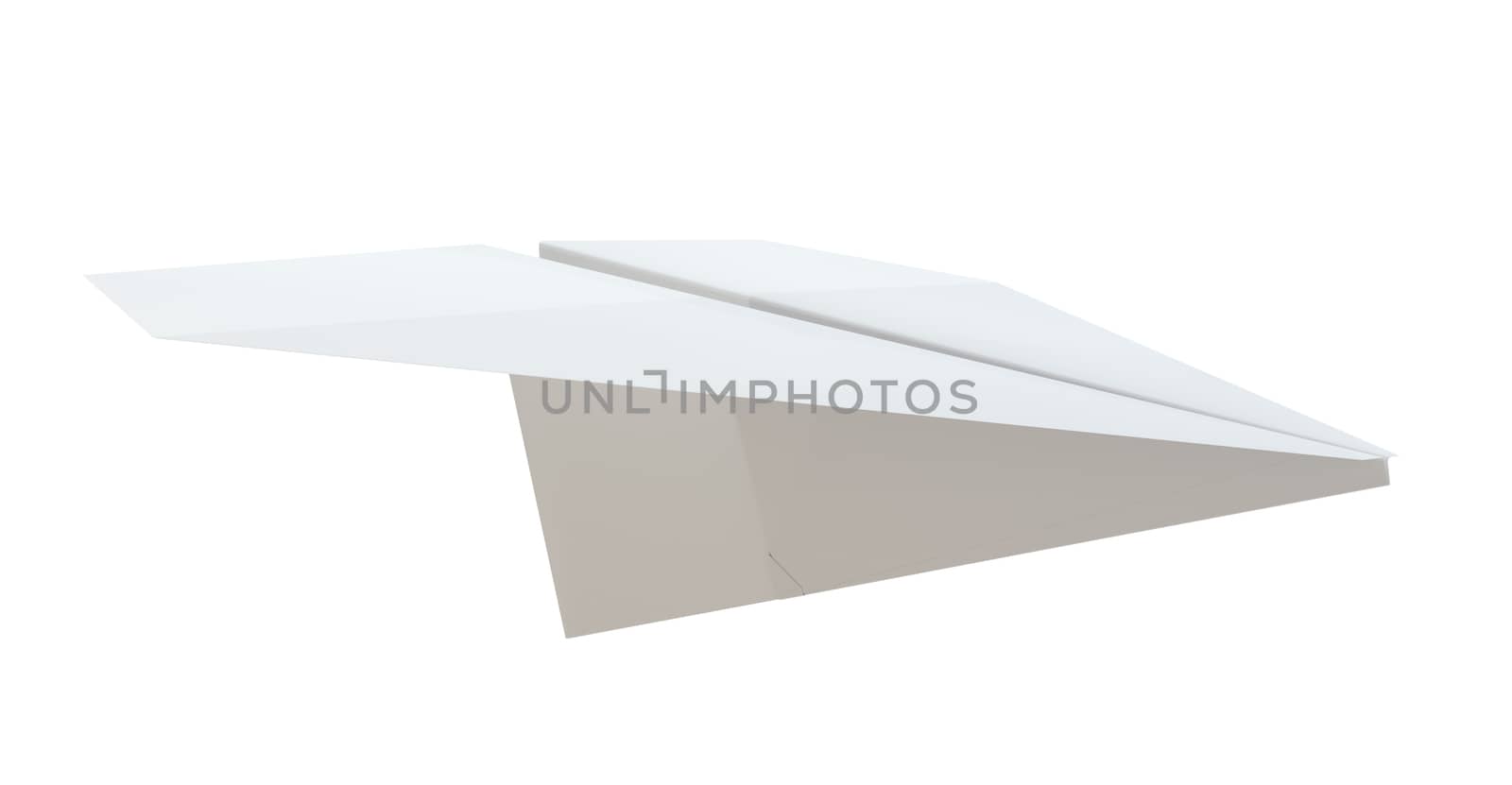 Close up of paper airplane on white background. 3D Illustration