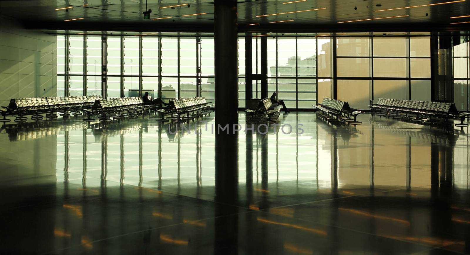 Empty airport terminal waiting area in Doha International Airport