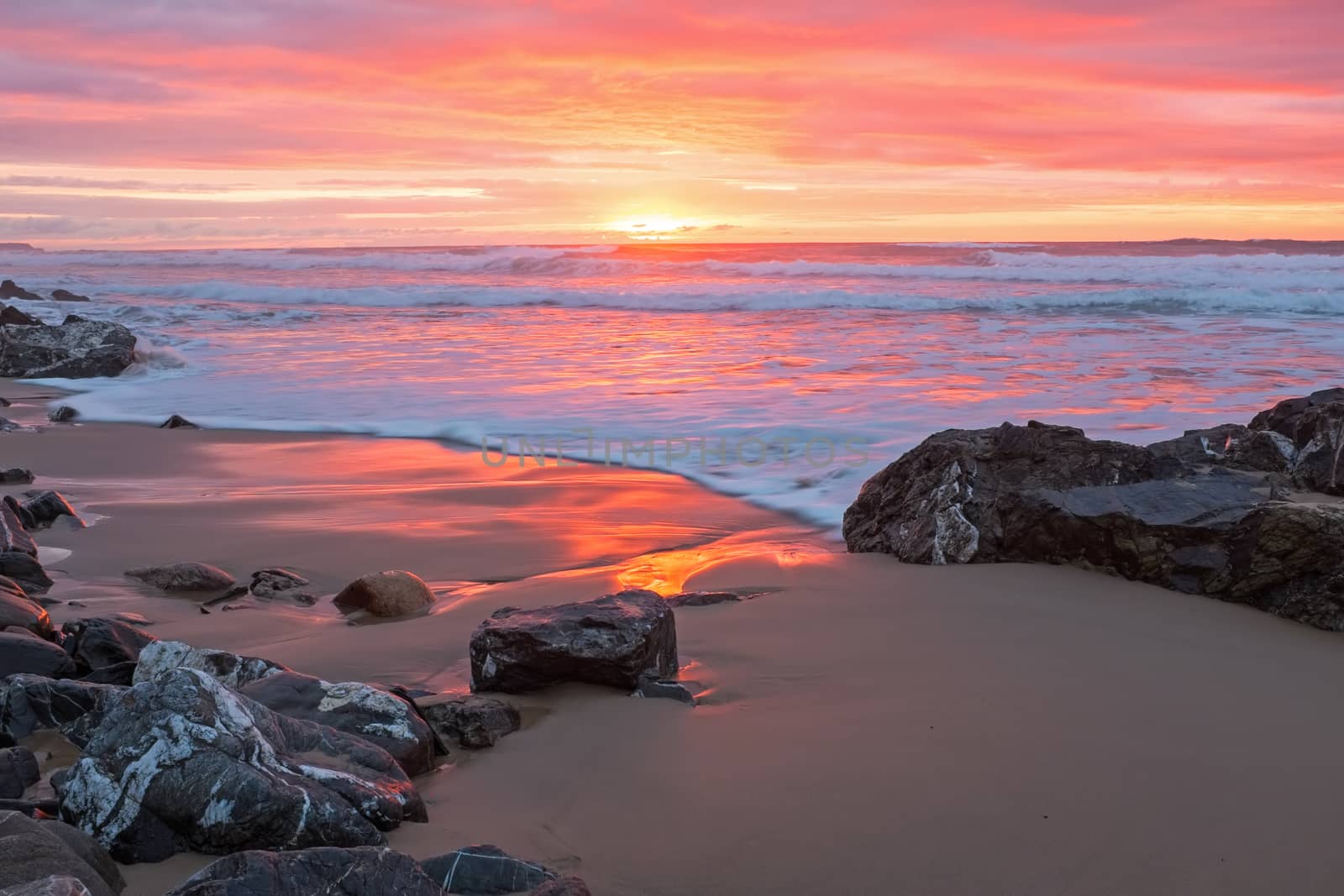 Incredible sunset at the atlantic ocean in Portugal