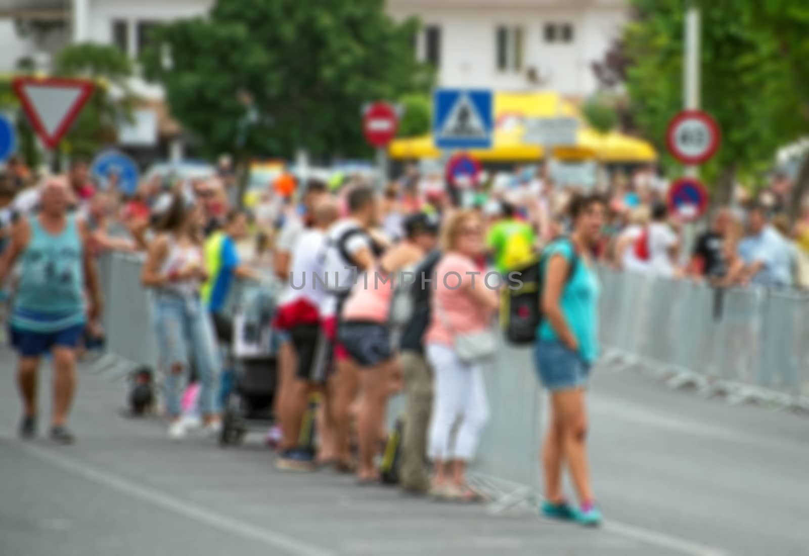 People during the competition. Blurred image.