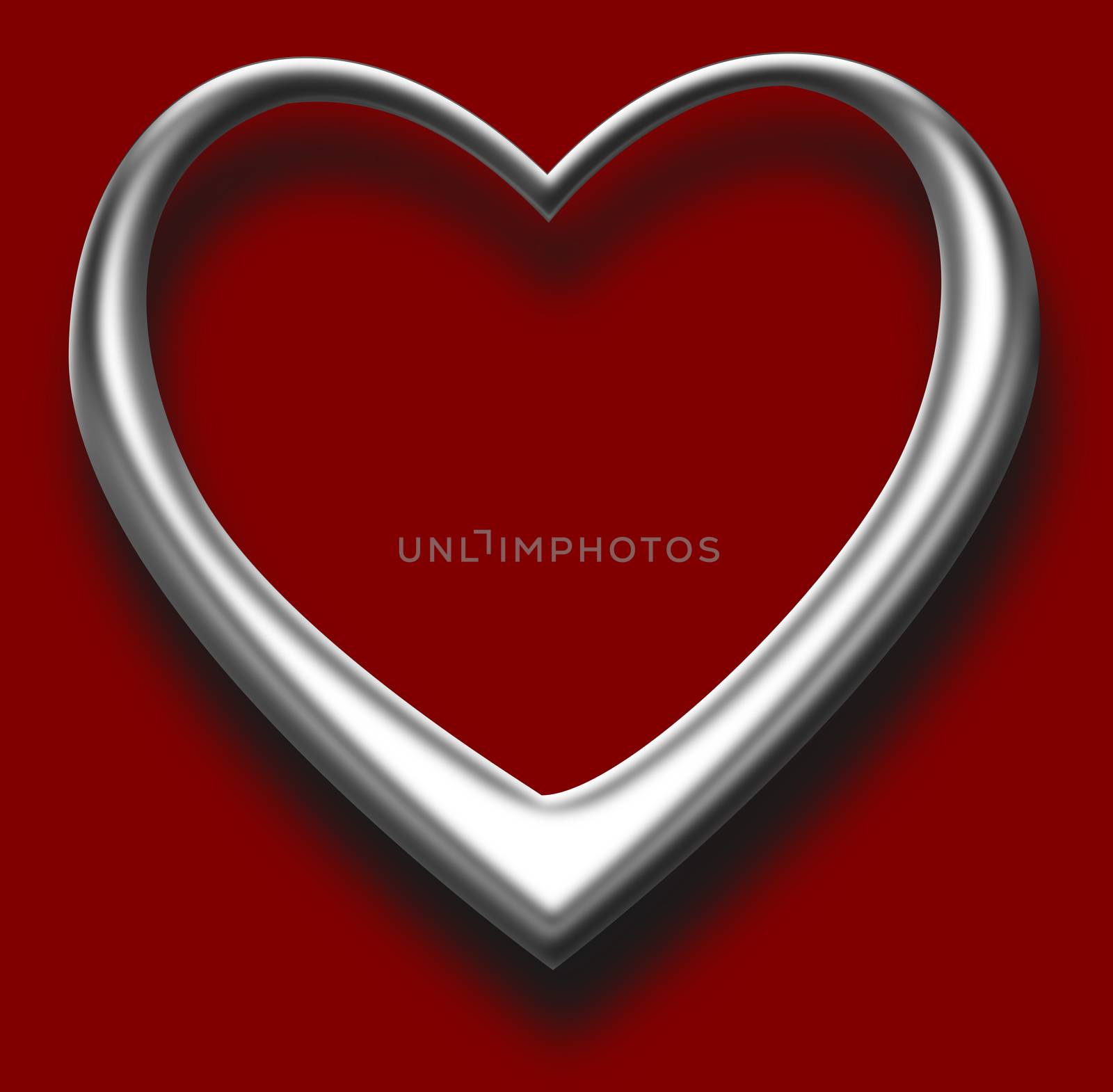 One heart , isolated on red, 3D Illustration