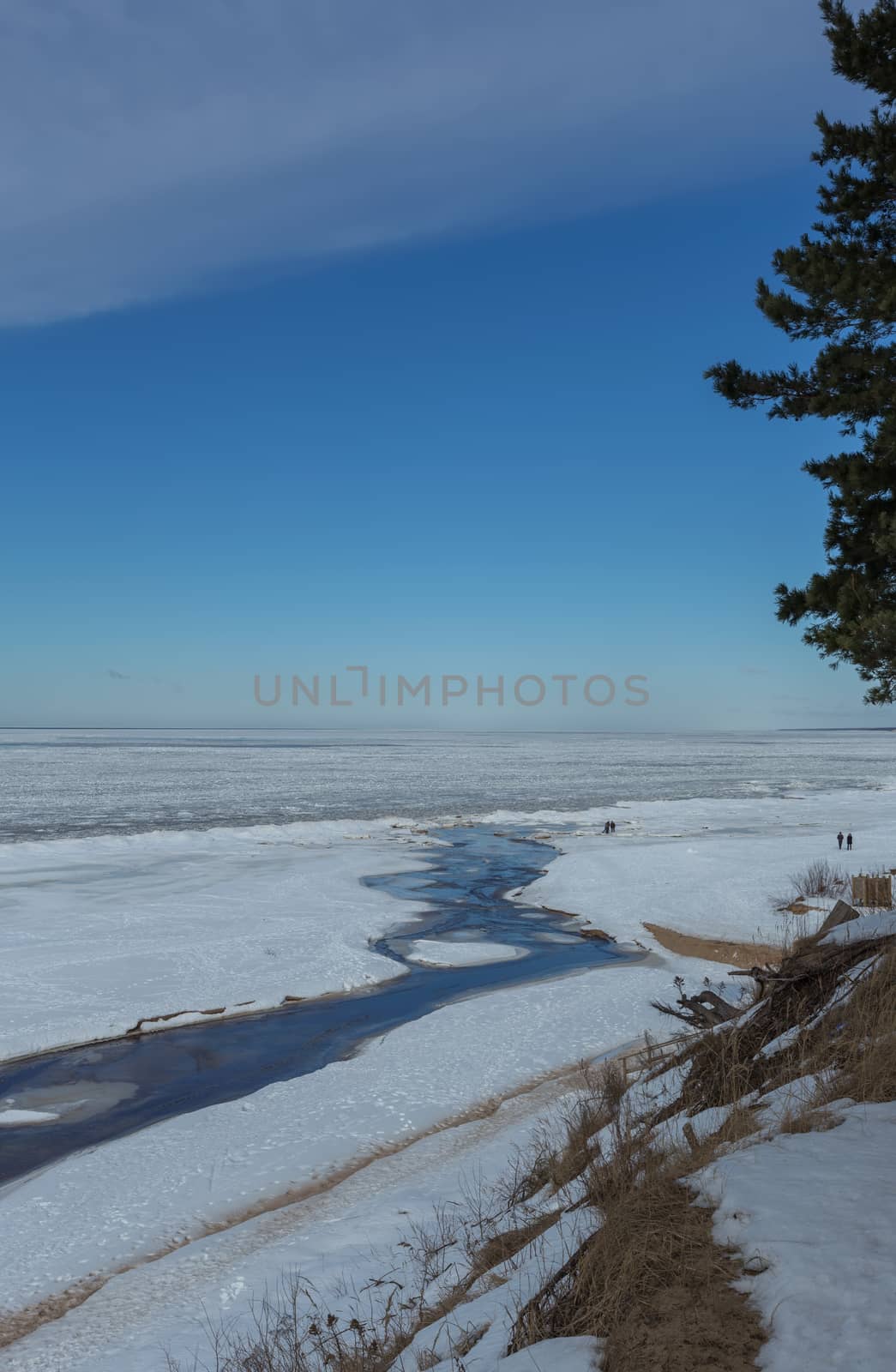 winter snow sea coast Baltic Sea Latvia Saulkrasti