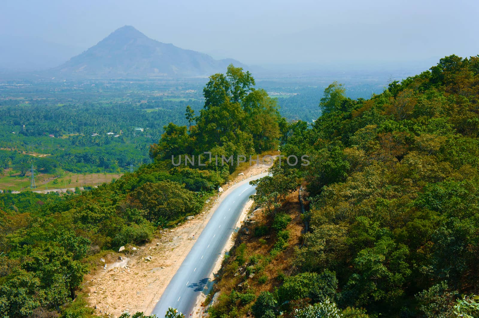 Amazing Vietnam landscape for adventure tourism,  green jungle make beautiful scene for eco travel, Ngoan Muc mountain pass conect Phan Rang with Dalat city