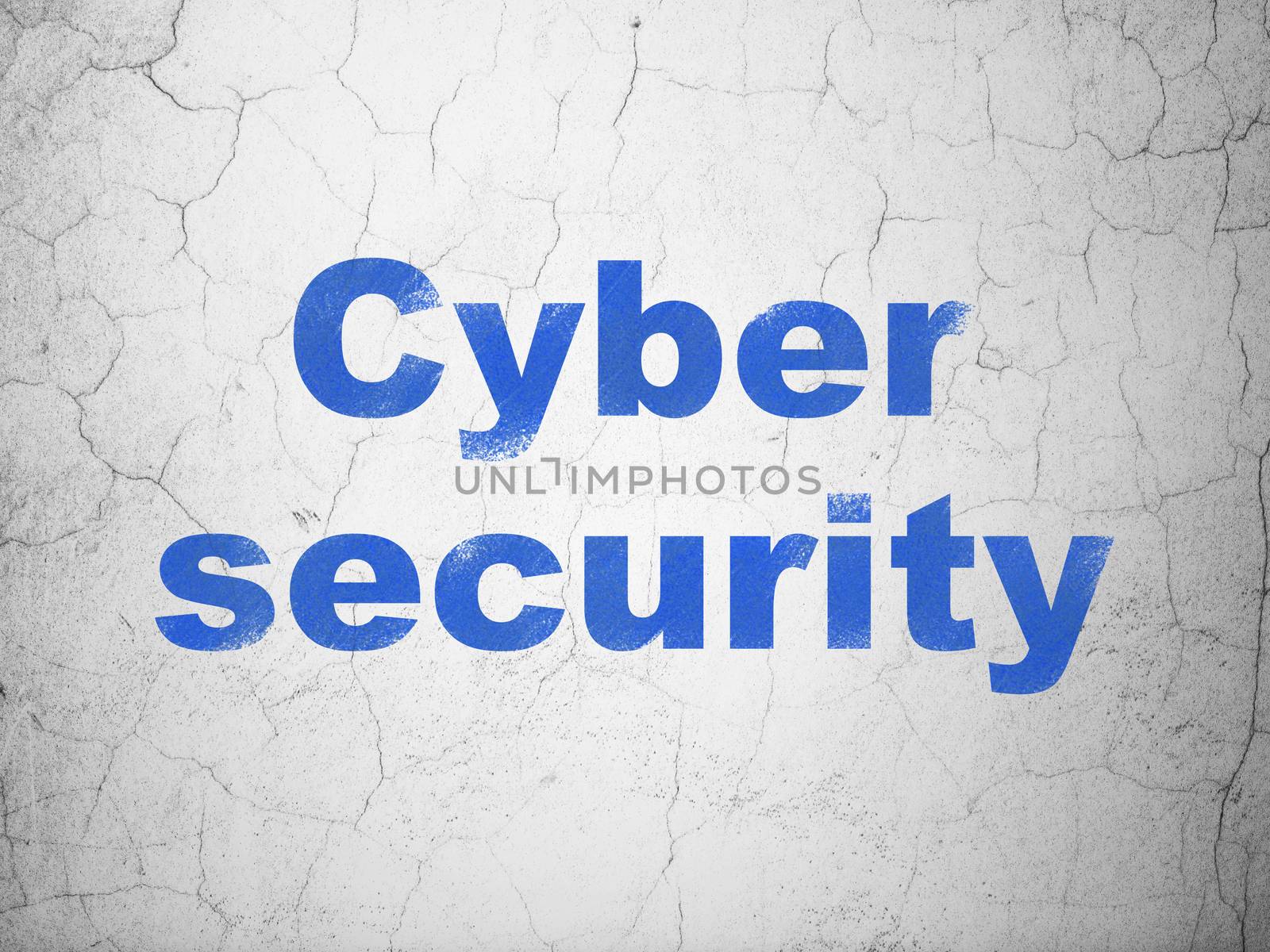 Security concept: Blue Cyber Security on textured concrete wall background