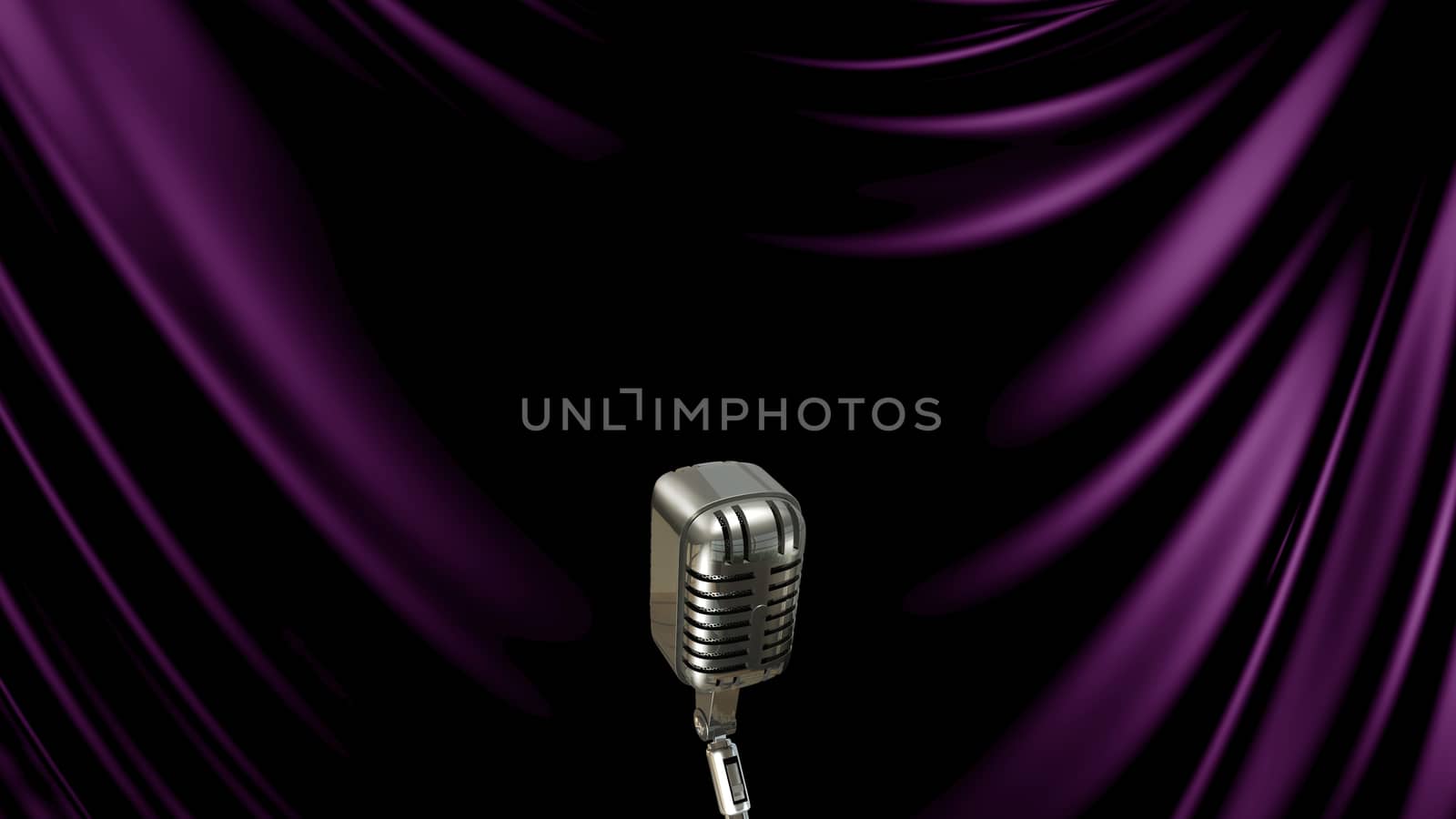 3D Illustration Abstract Purple Background with Microphone