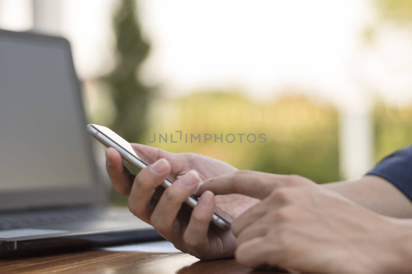 businessman hand working with new modern computer and business strategy as concept