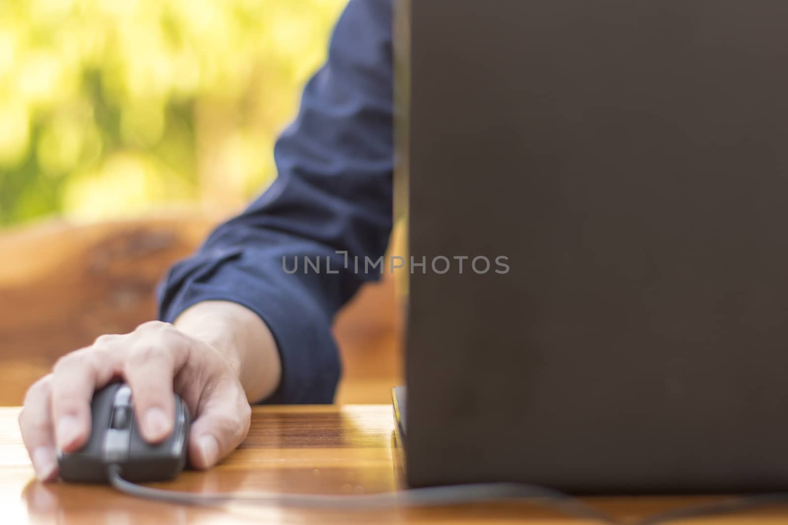 businessman hand working with new modern computer and business strategy as concept.