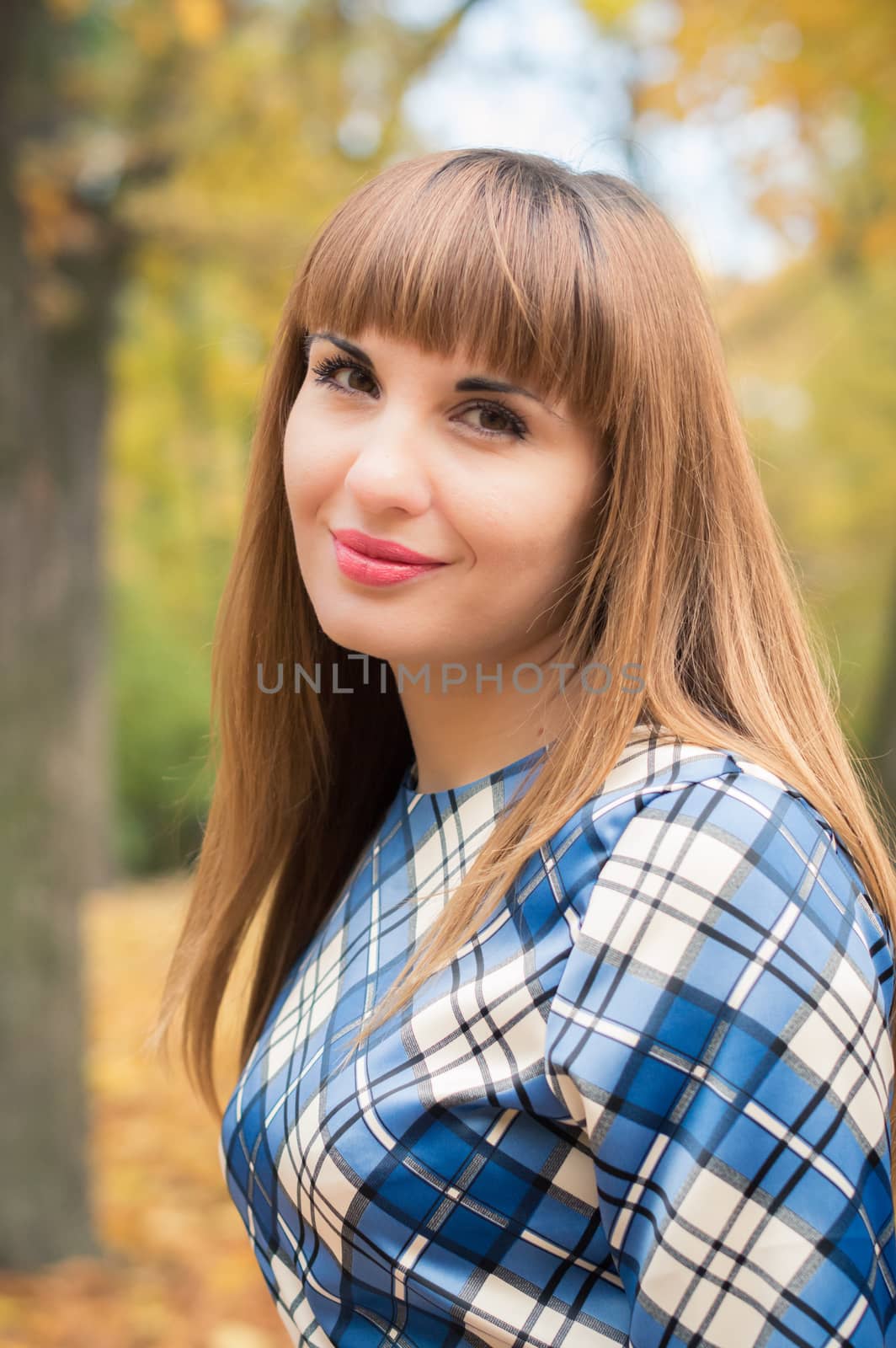 beautiful girl in park autumn by okskukuruza