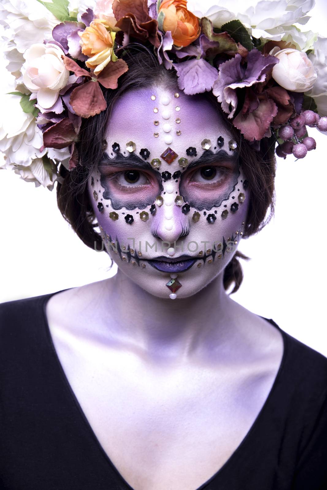Halloween Model with Rhinestones and Wreath of Flowers by Multipedia