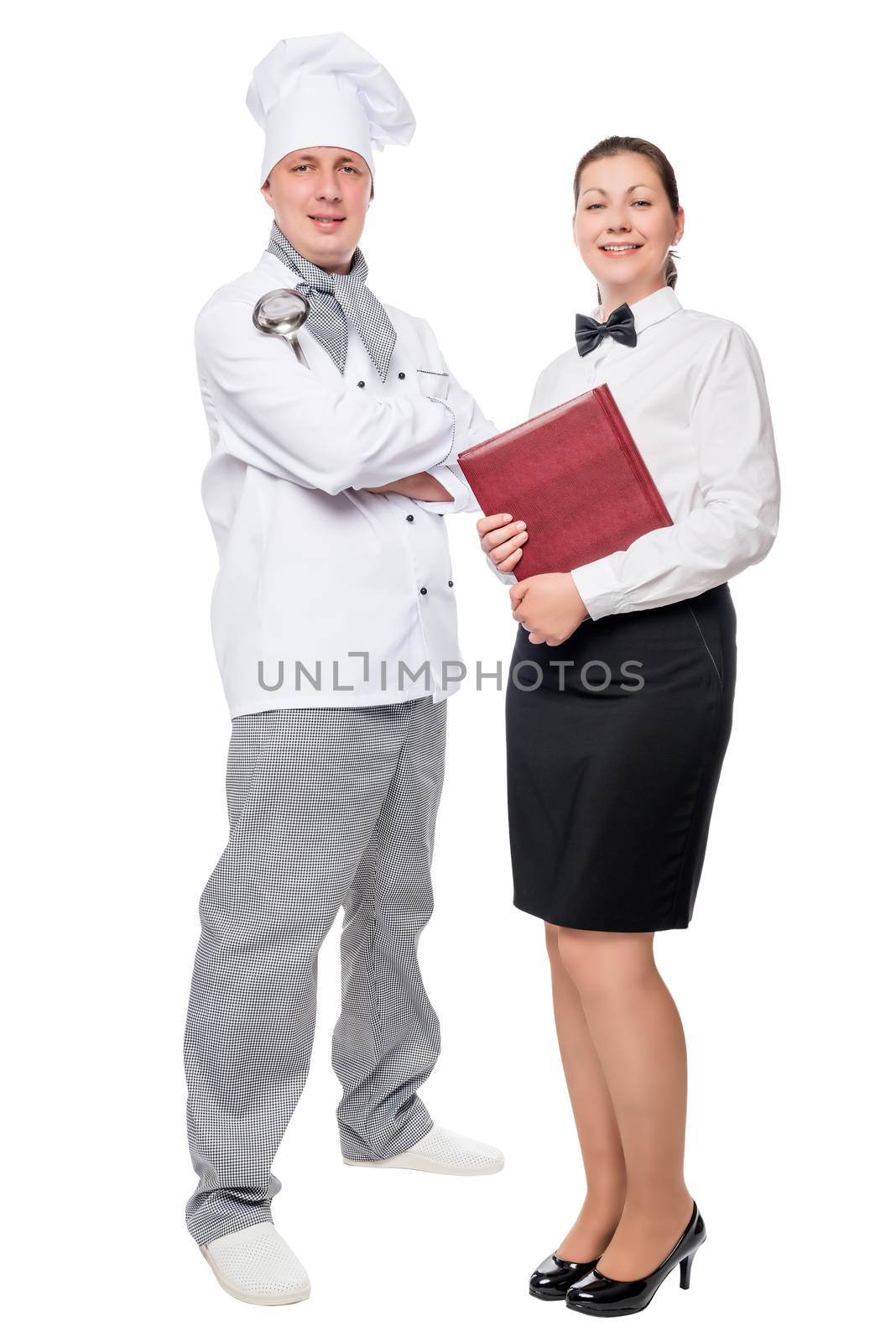 restaurant employees in full length on white background isolated