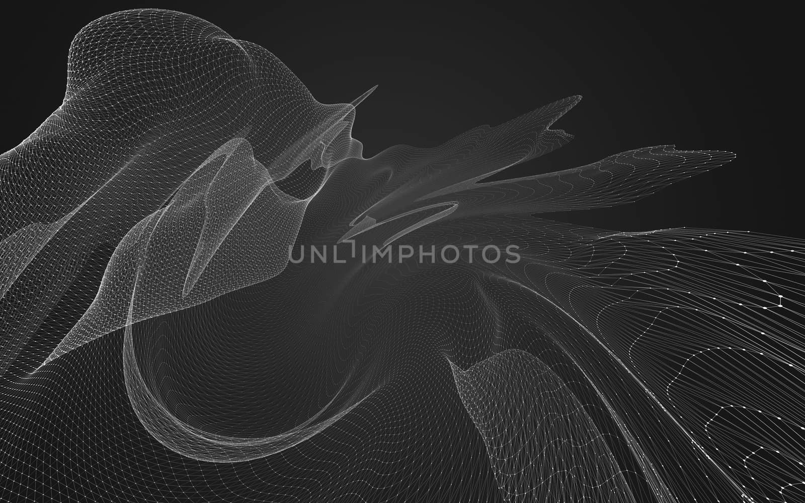 Abstract polygonal space low poly dark background with connecting dots and lines. Connection structure. 3d rendering