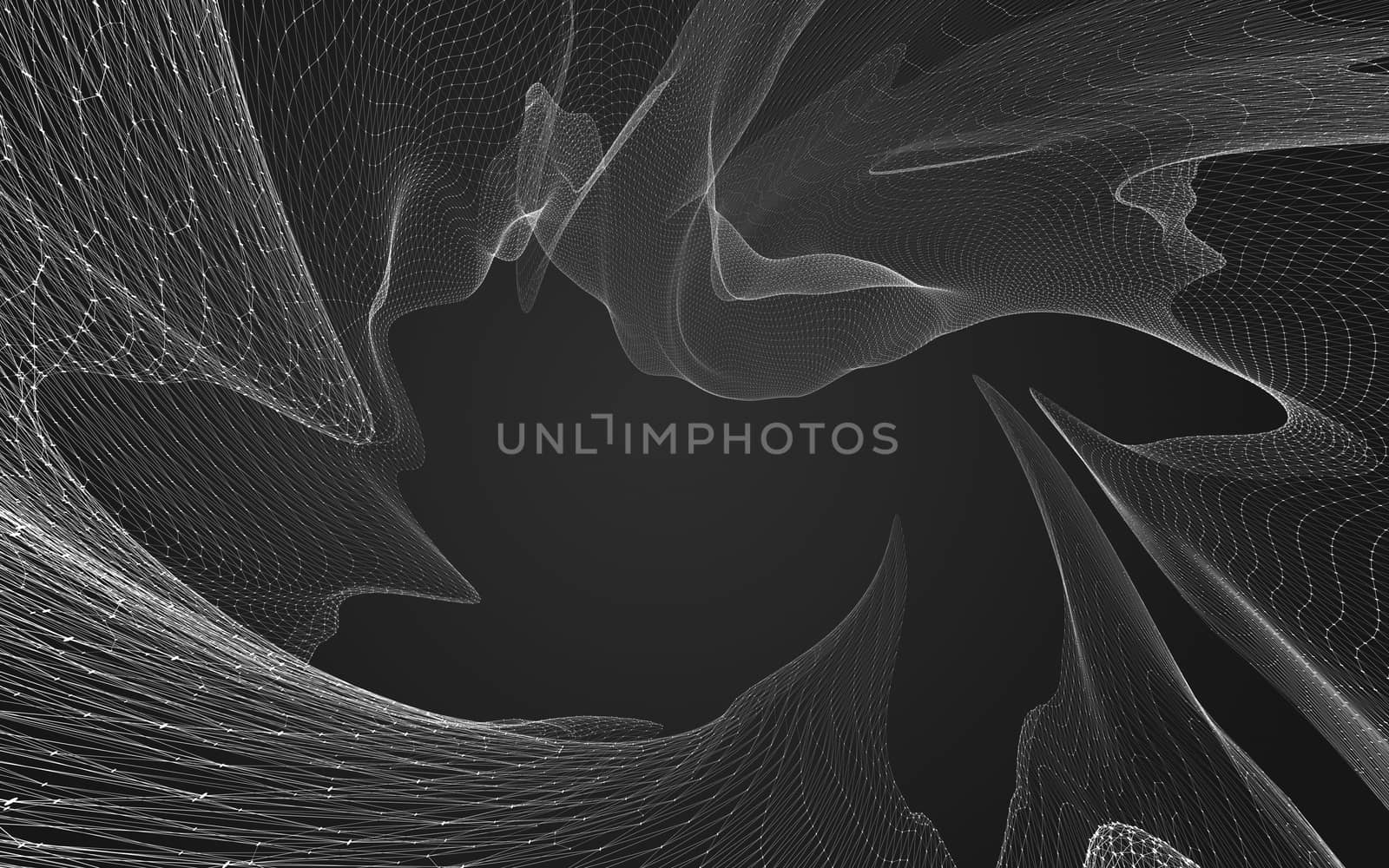 Abstract polygonal space low poly dark background with connecting dots and lines. Connection structure. 3d rendering