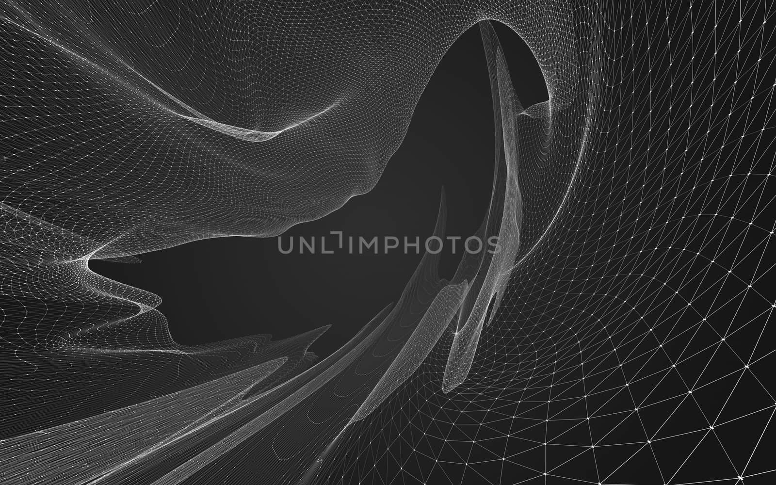 Abstract polygonal space low poly dark background with connecting dots and lines. Connection structure. 3d rendering