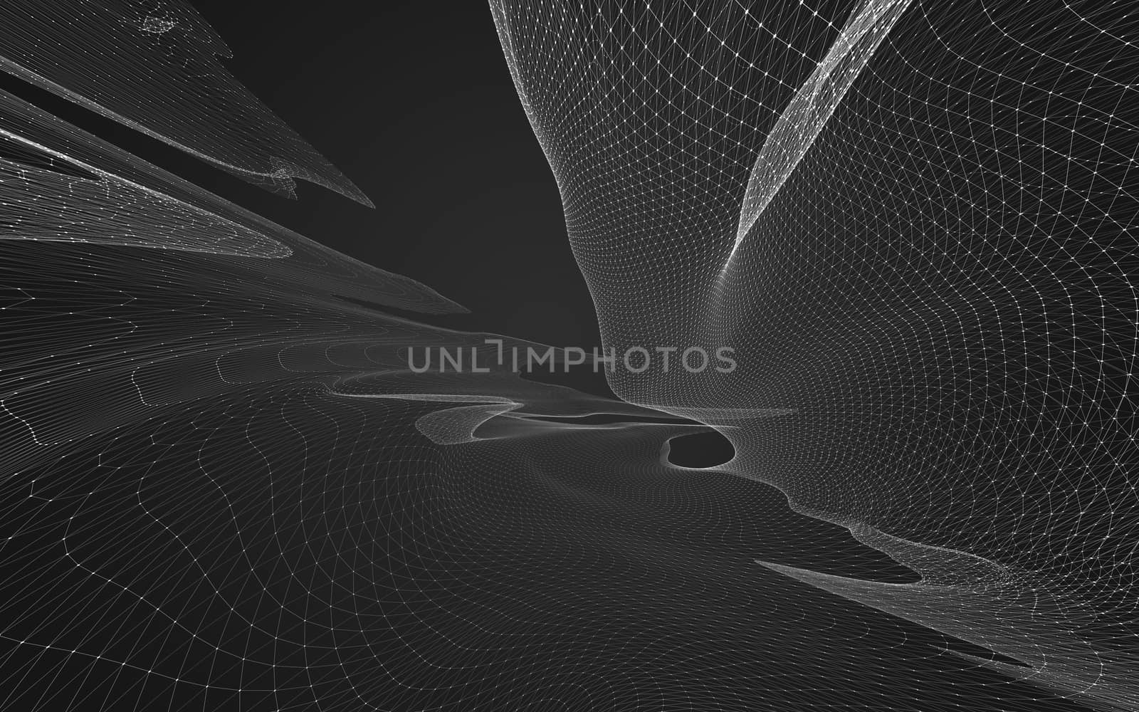 Abstract polygonal space low poly dark background, 3d rendering by teerawit