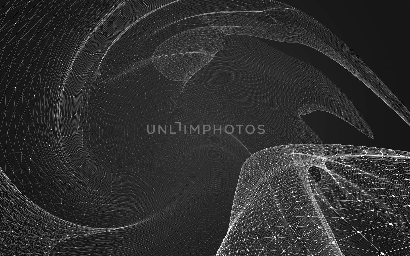 Abstract polygonal space low poly dark background, 3d rendering by teerawit