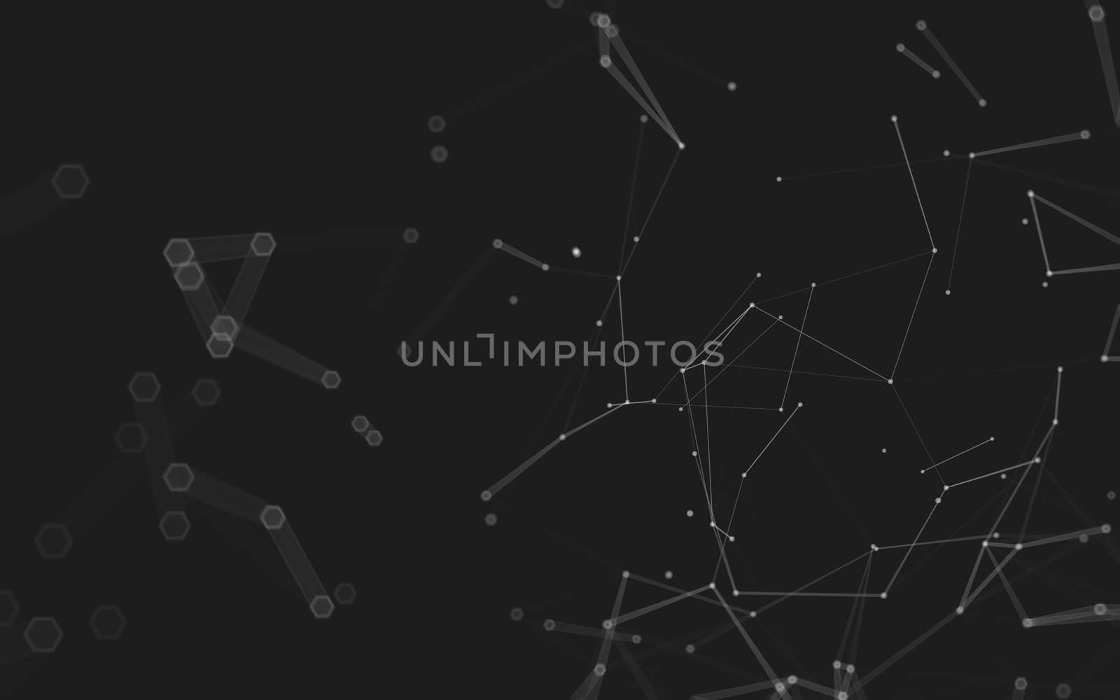 Abstract polygonal space low poly dark background with connecting dots and lines. Connection structure. 3d rendering