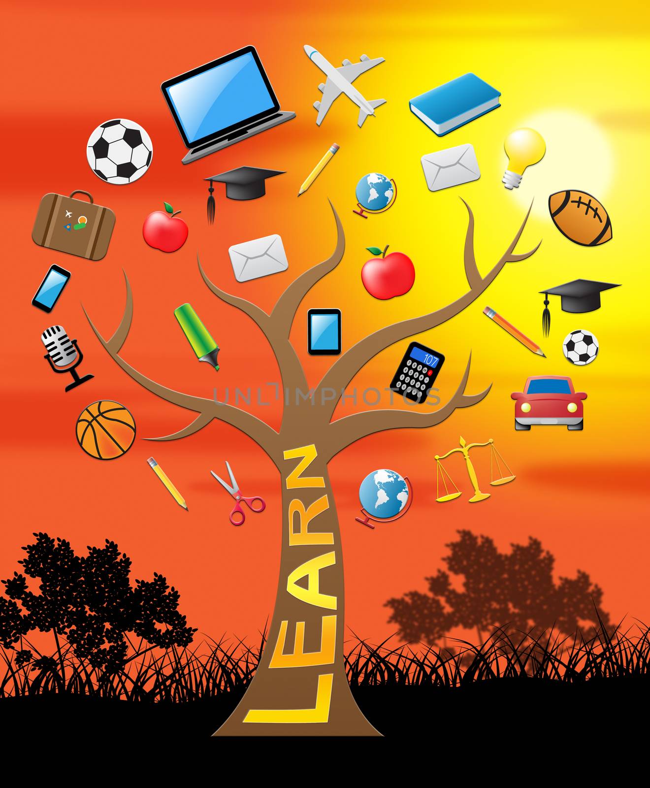 Learn Tree Shows Student Education 3d Illustration by stuartmiles