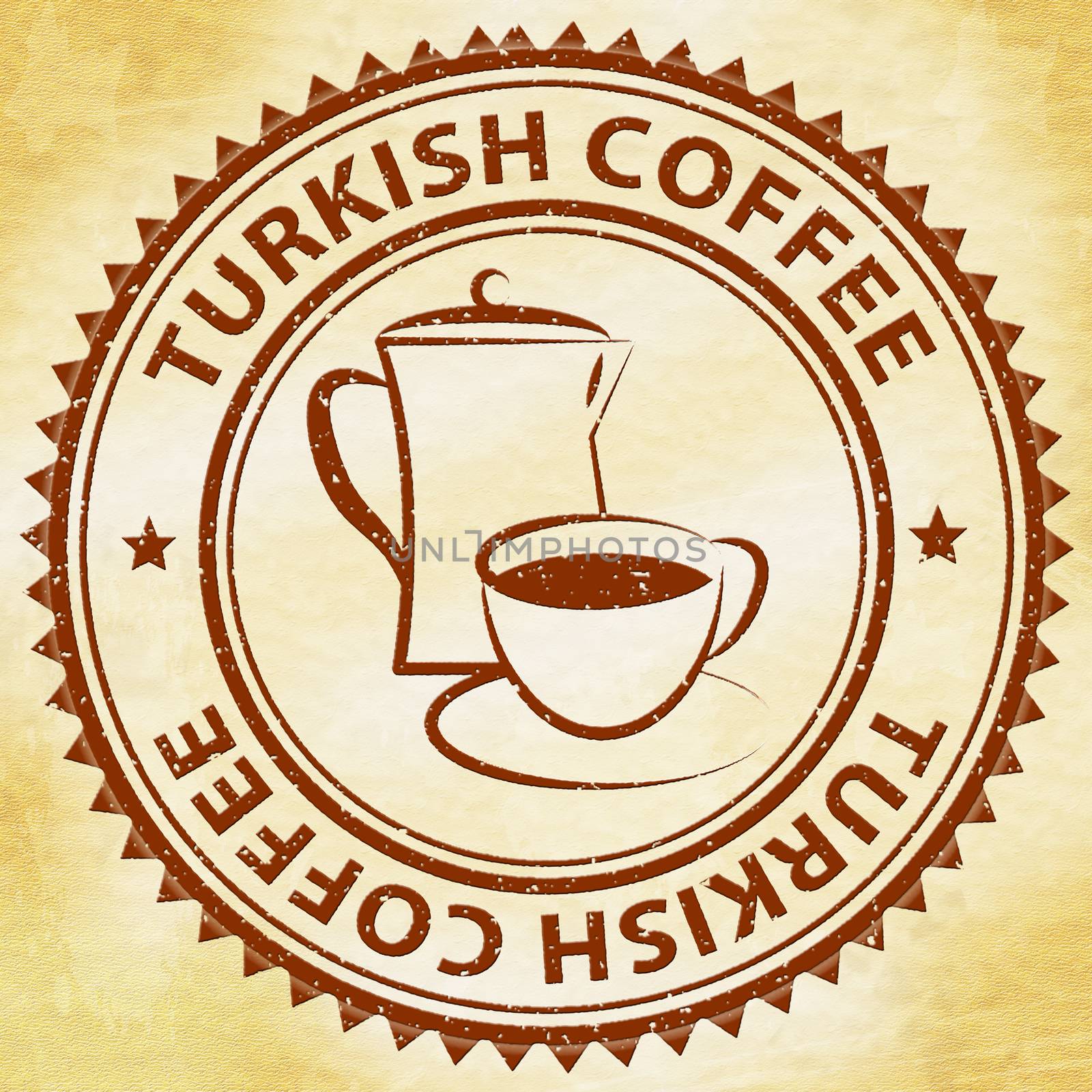 Turkish Coffee Stamp Shows Turkey Beverage Or Drink
