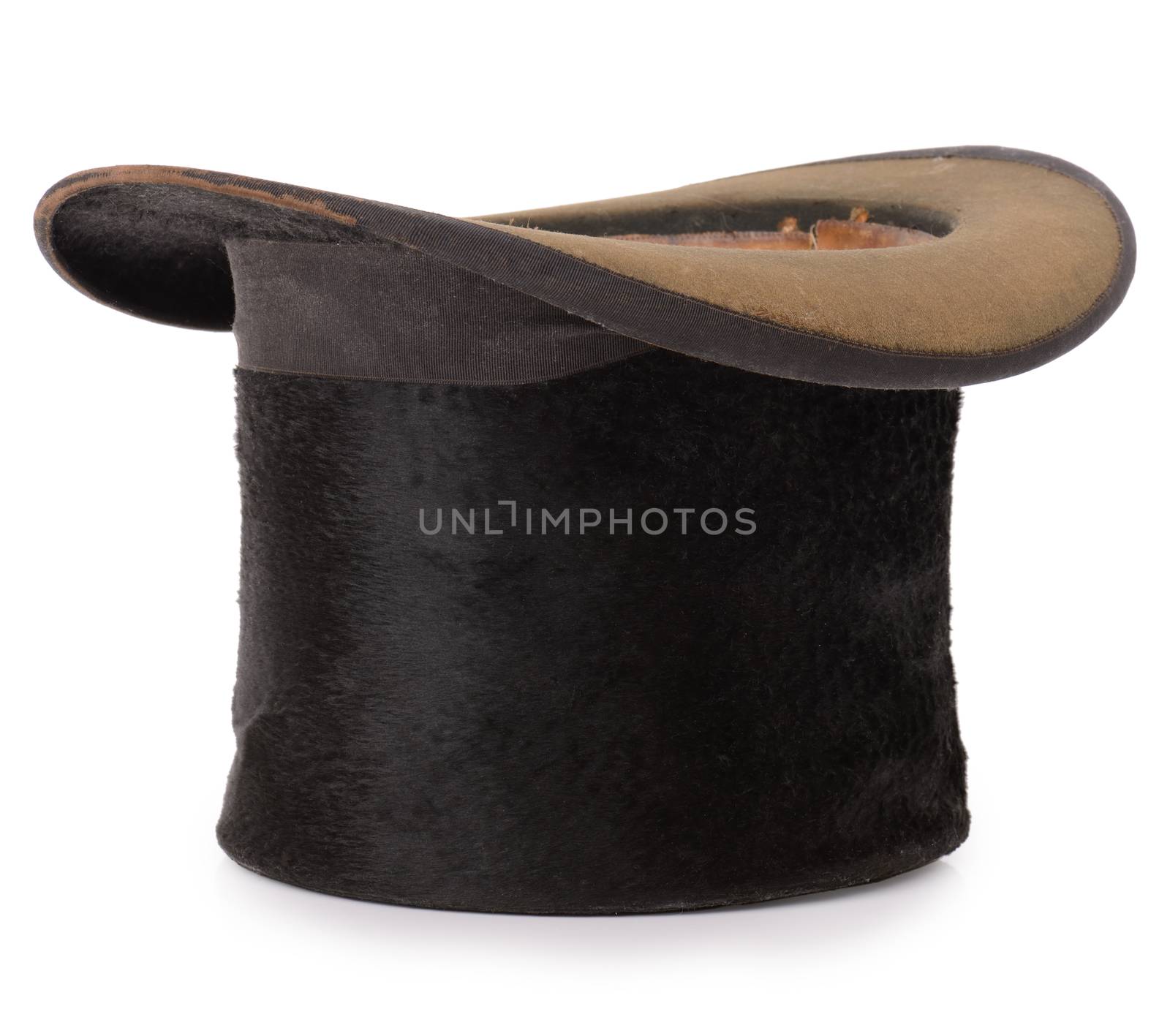 Old top hat isolated on a white background