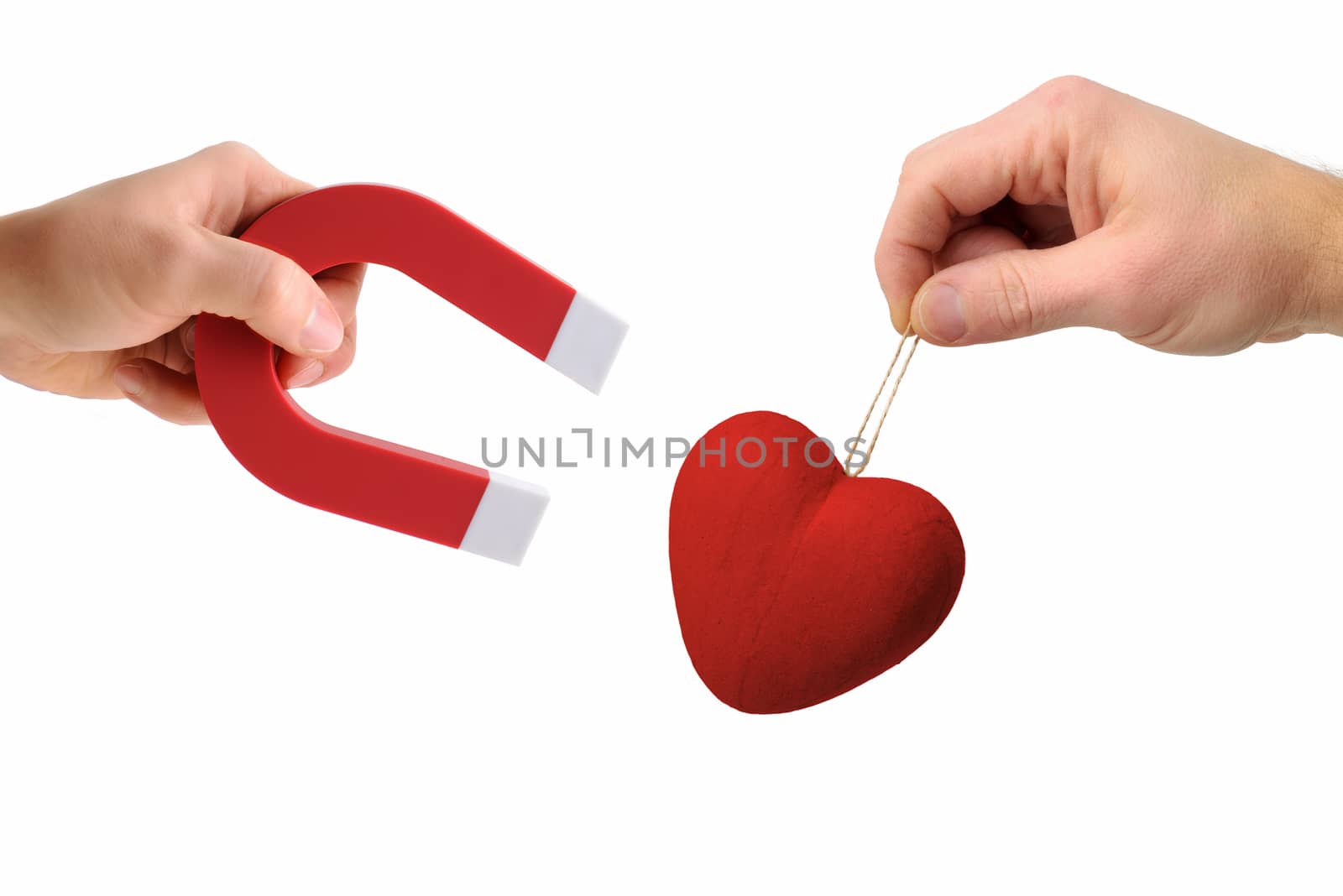 Concept of attracting another’s heart isolated on white