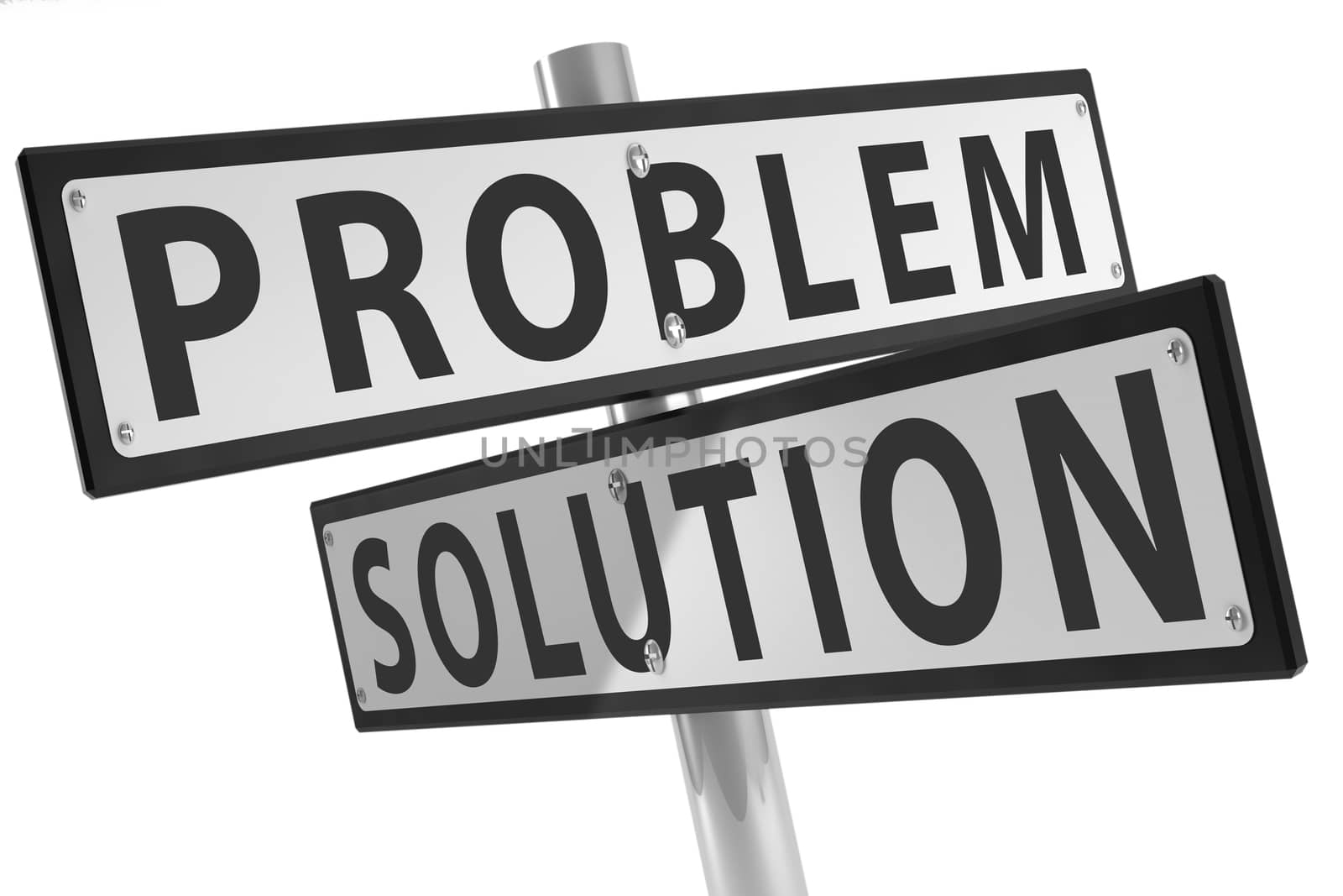 Sign post with problem and solution by hyrons