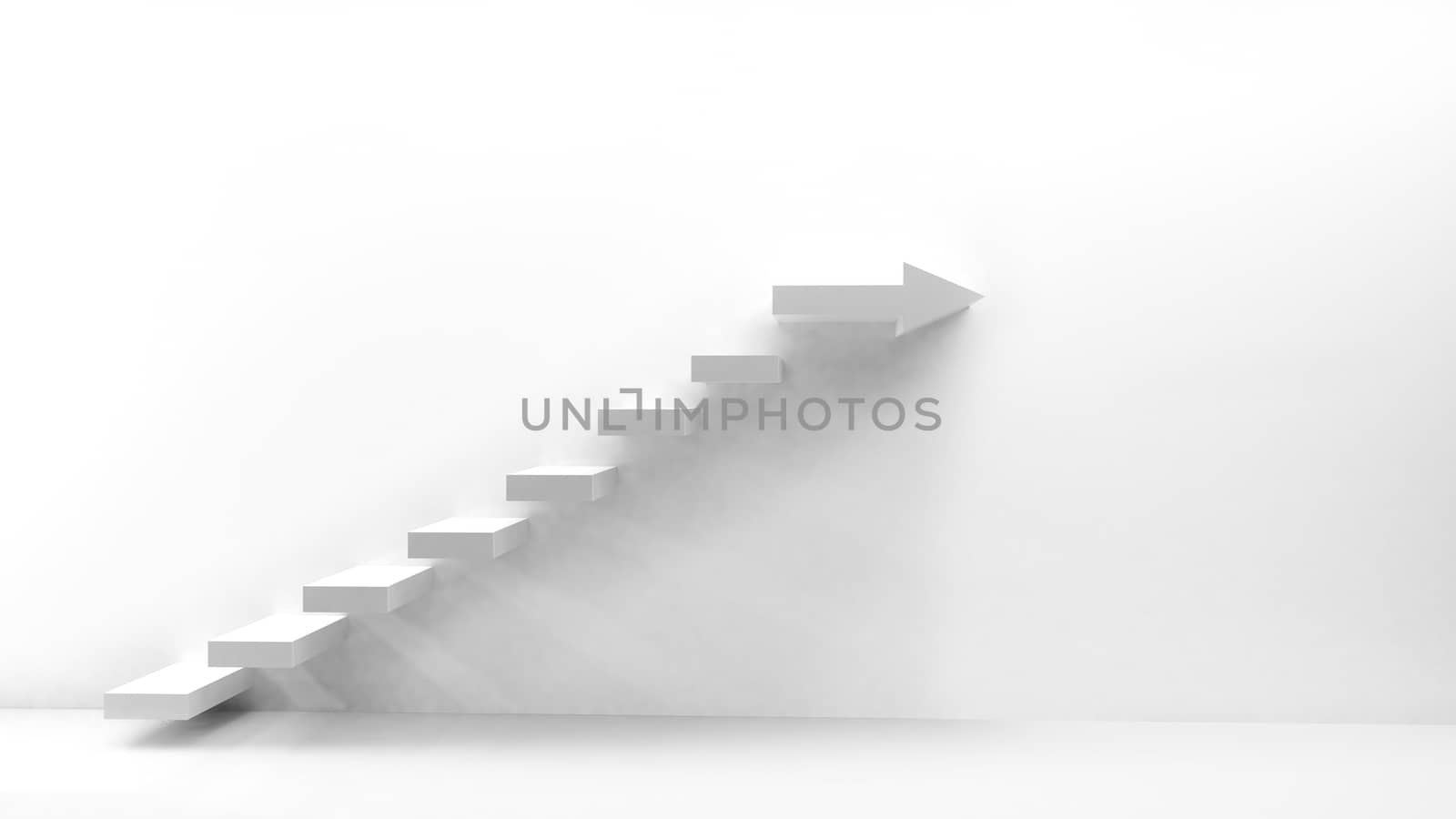 White stairs with arrow by hyrons