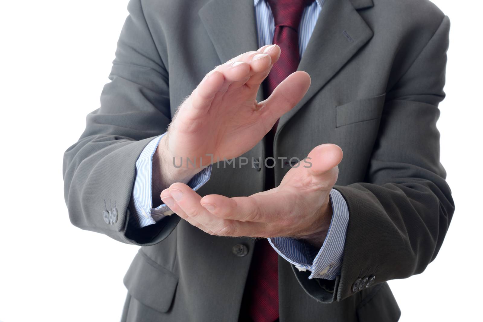 Buisnessman clapping on isolated background