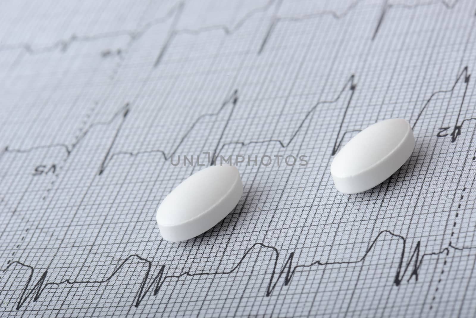 pills on a heart graph