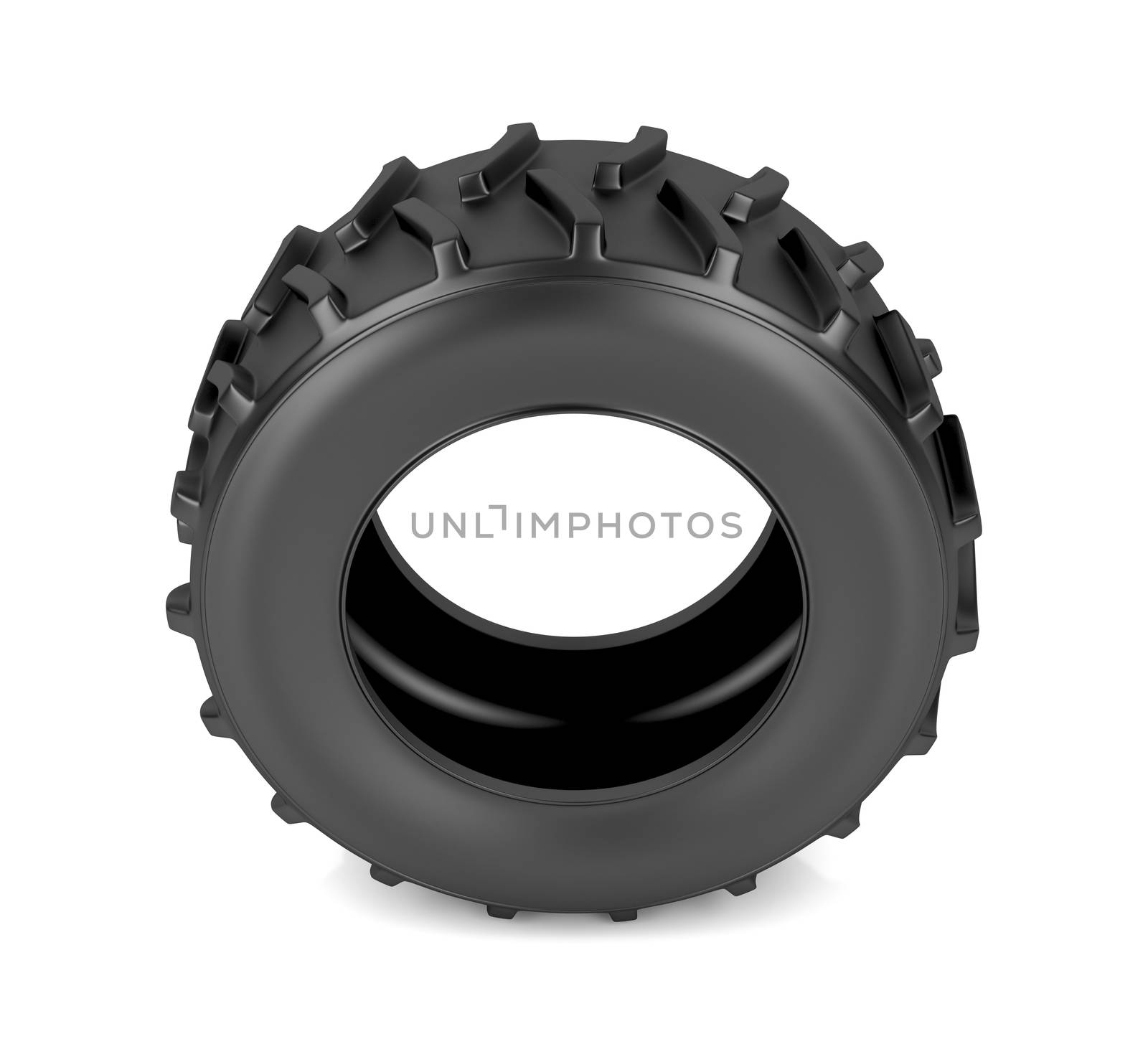 Tractor tire on white background