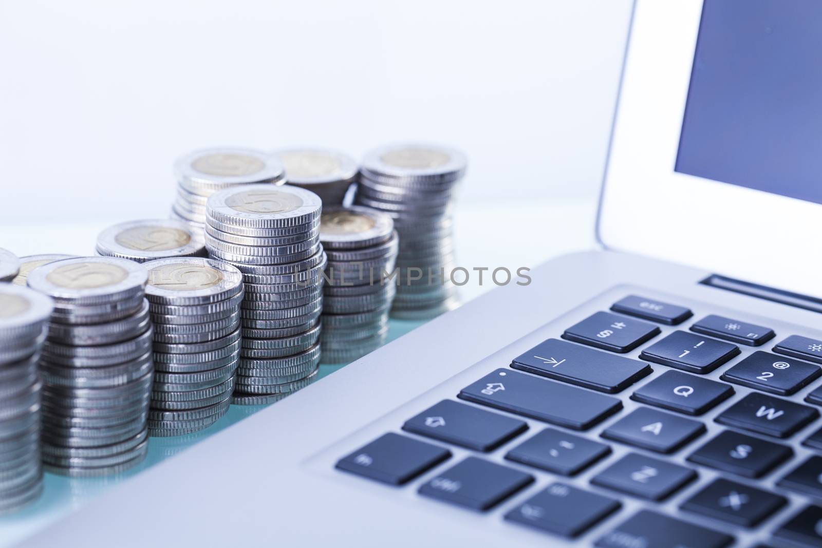 Financial theme on white background. Studio shot