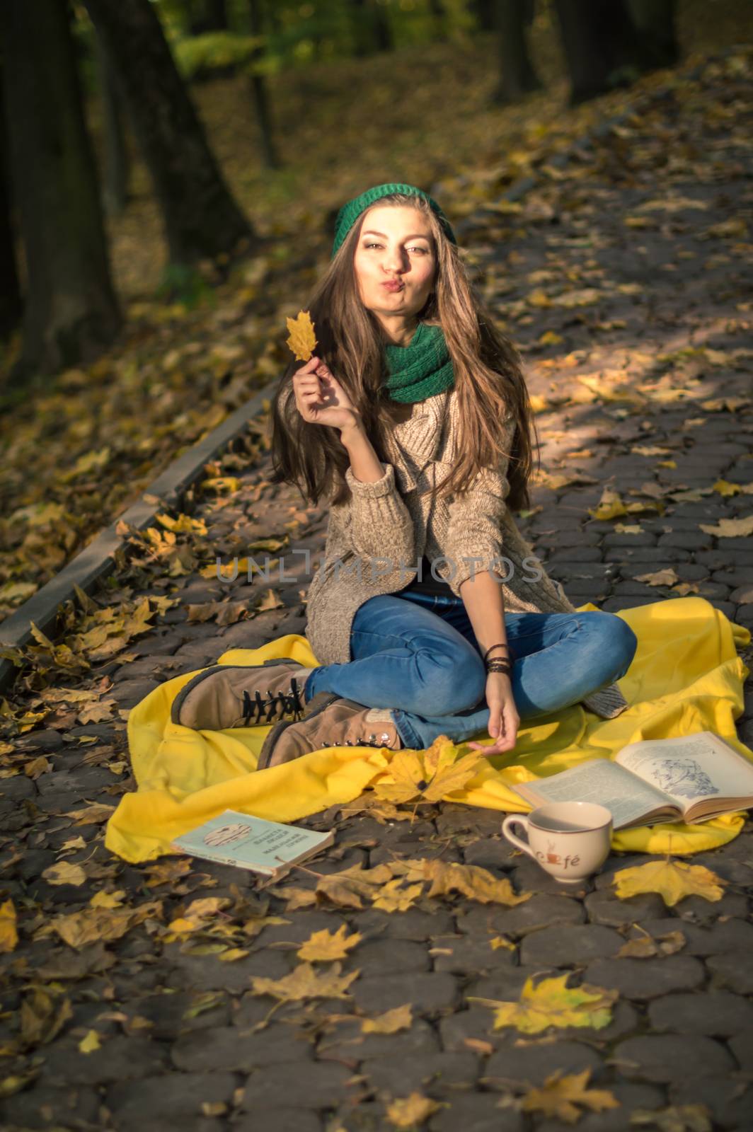 girl sitting on the track in the Park