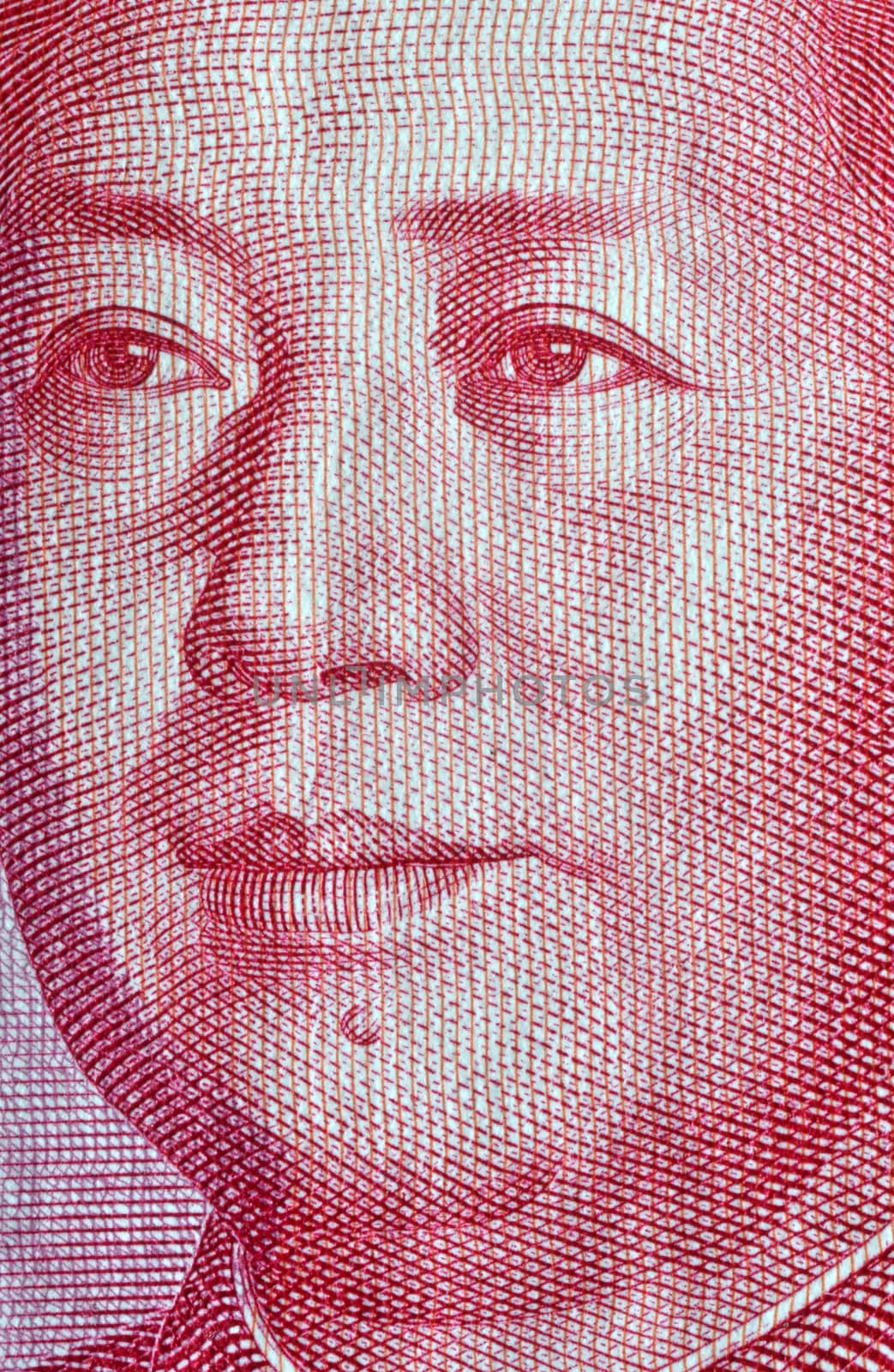 Portrait of Mao from one hundred yuan banknote.