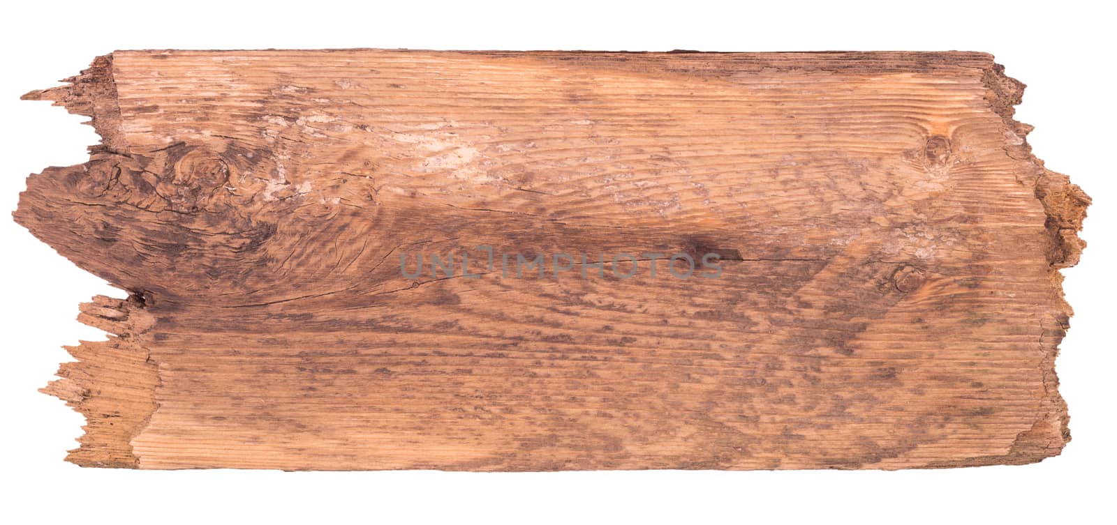 Old wooden board isolated on a white background. Top view.