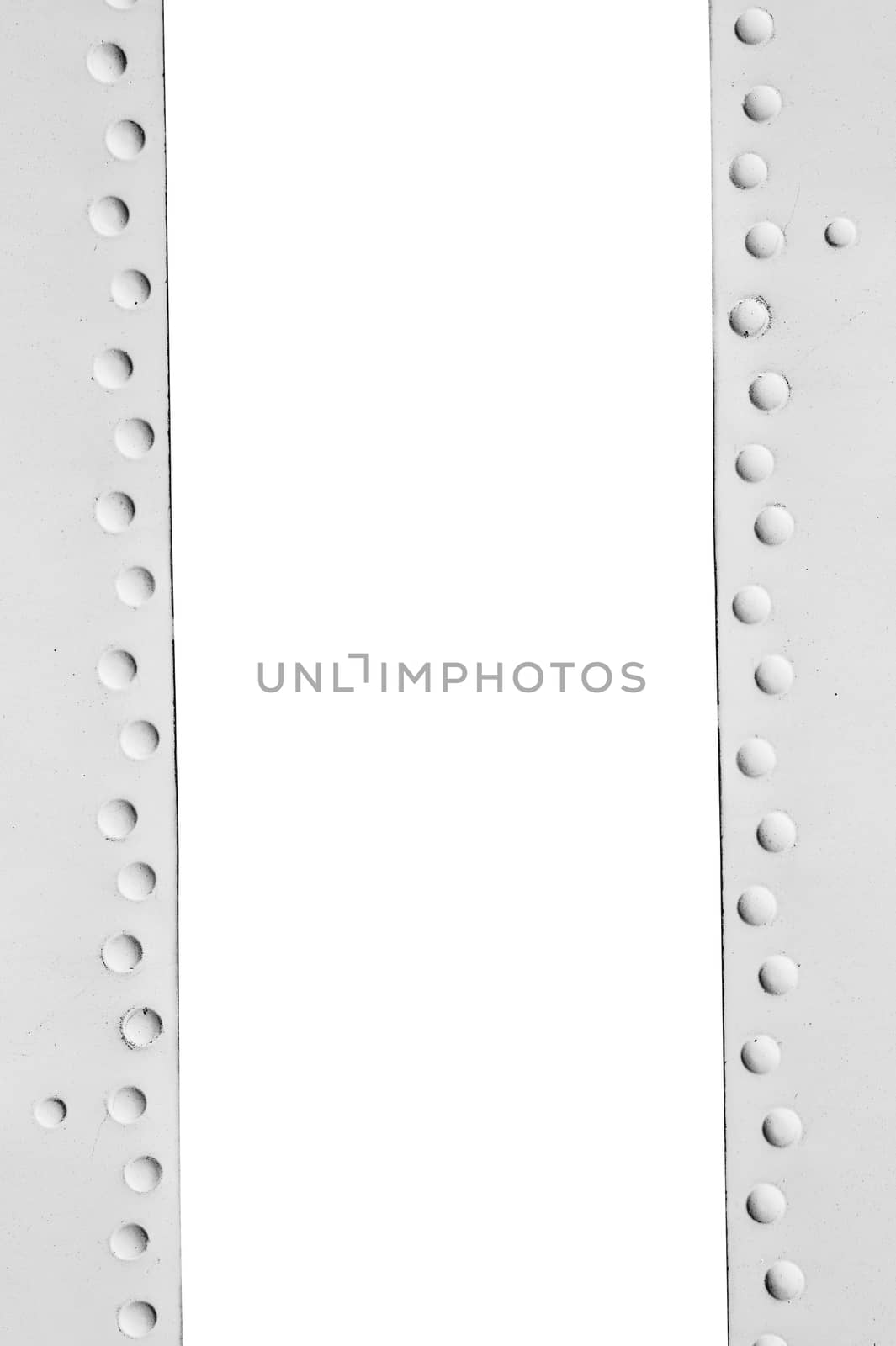 metal frame with rivets and space for text.
