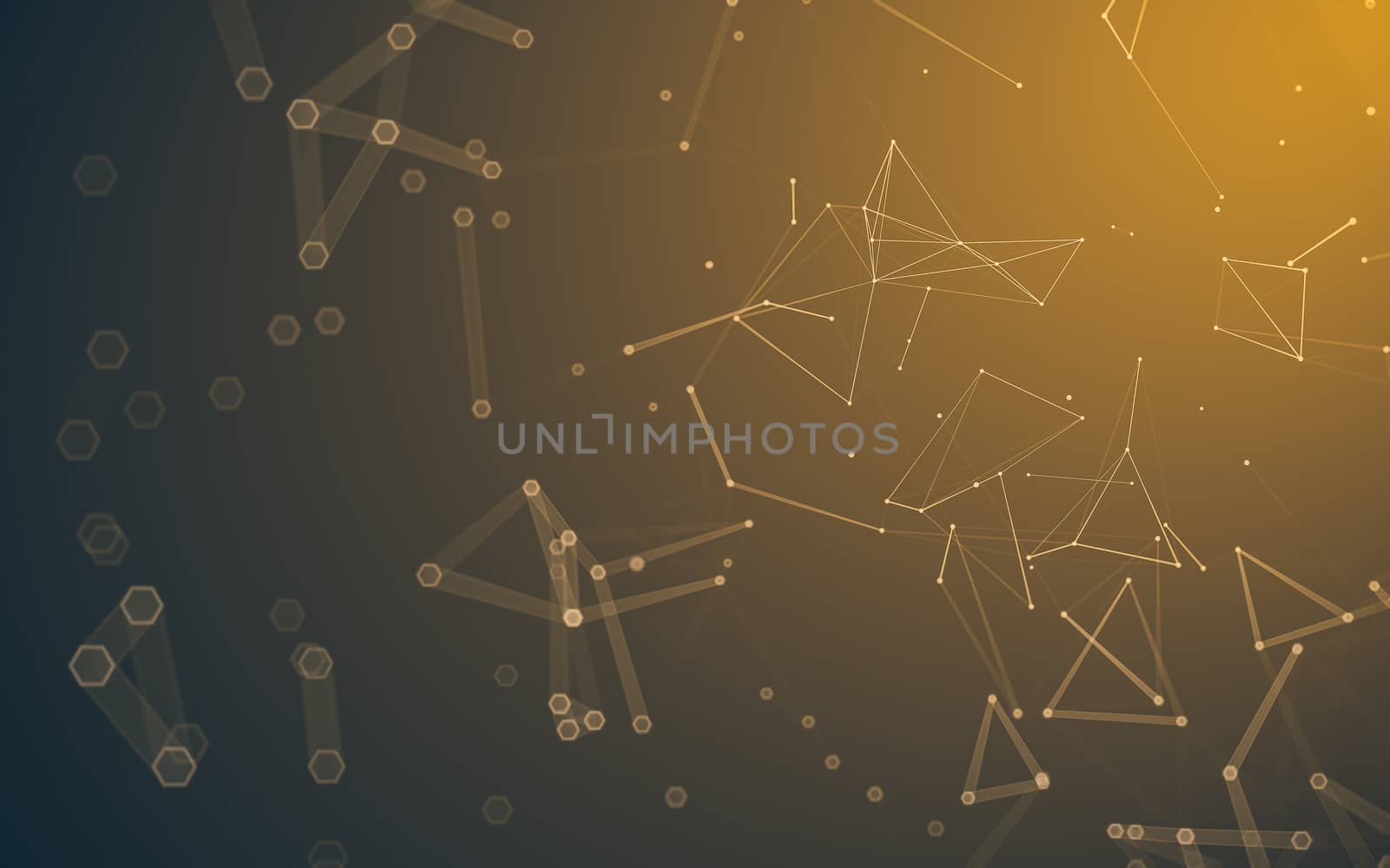 Abstract polygonal space low poly dark background, 3d rendering by teerawit