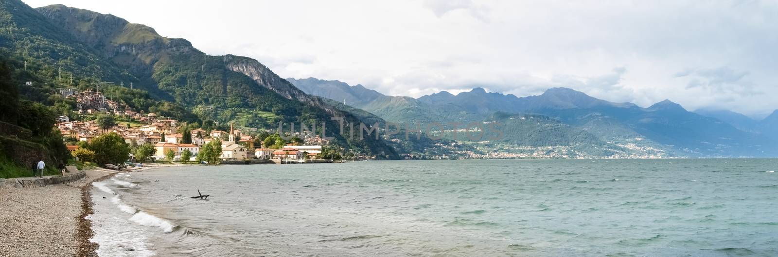 Pianello del Lario, Italy - september 5, 2015: afternoon Panorama of the country overlooking Lake Como and frame the surrounding mountains.