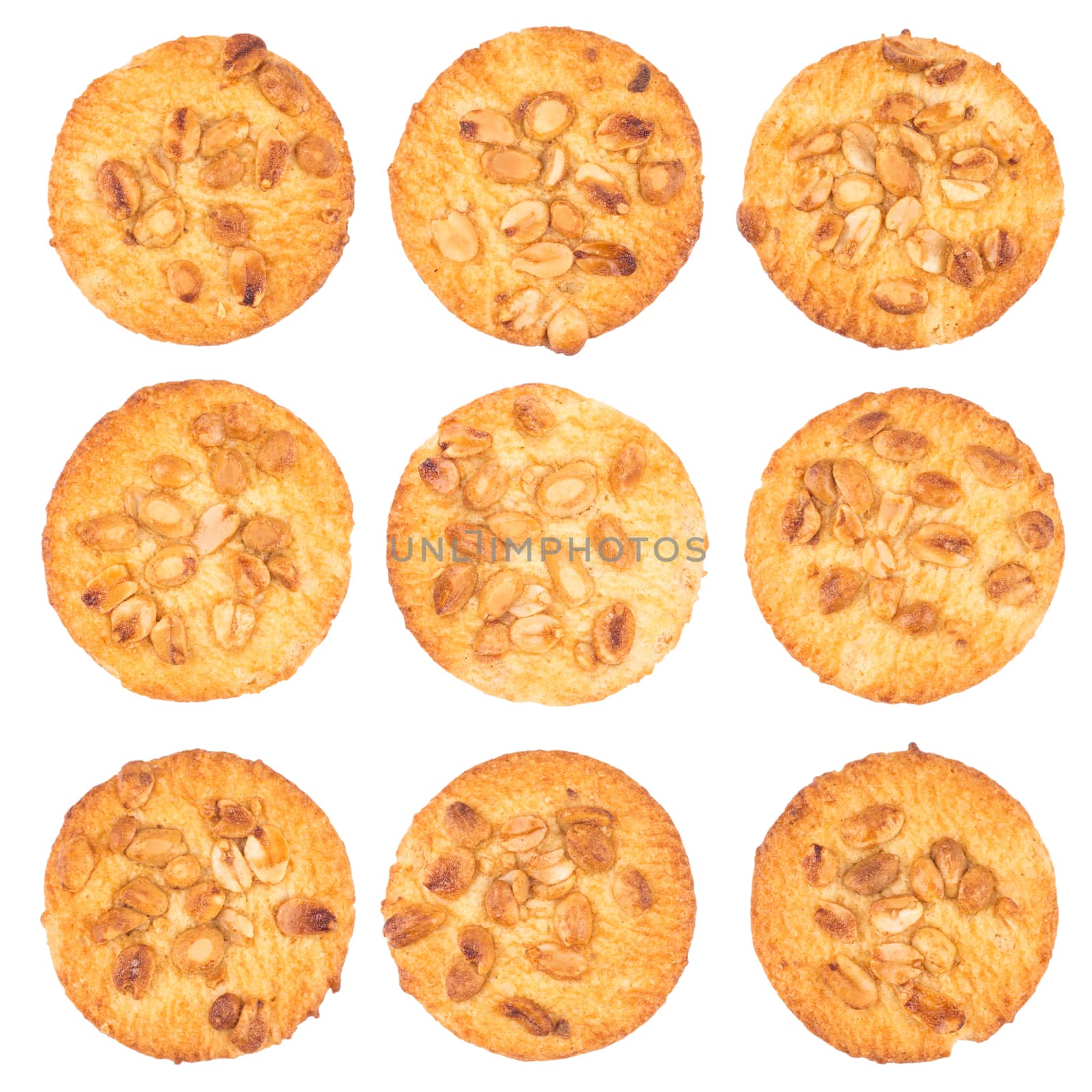 Peanut Butter Cookie isolated on a white background. Top view.