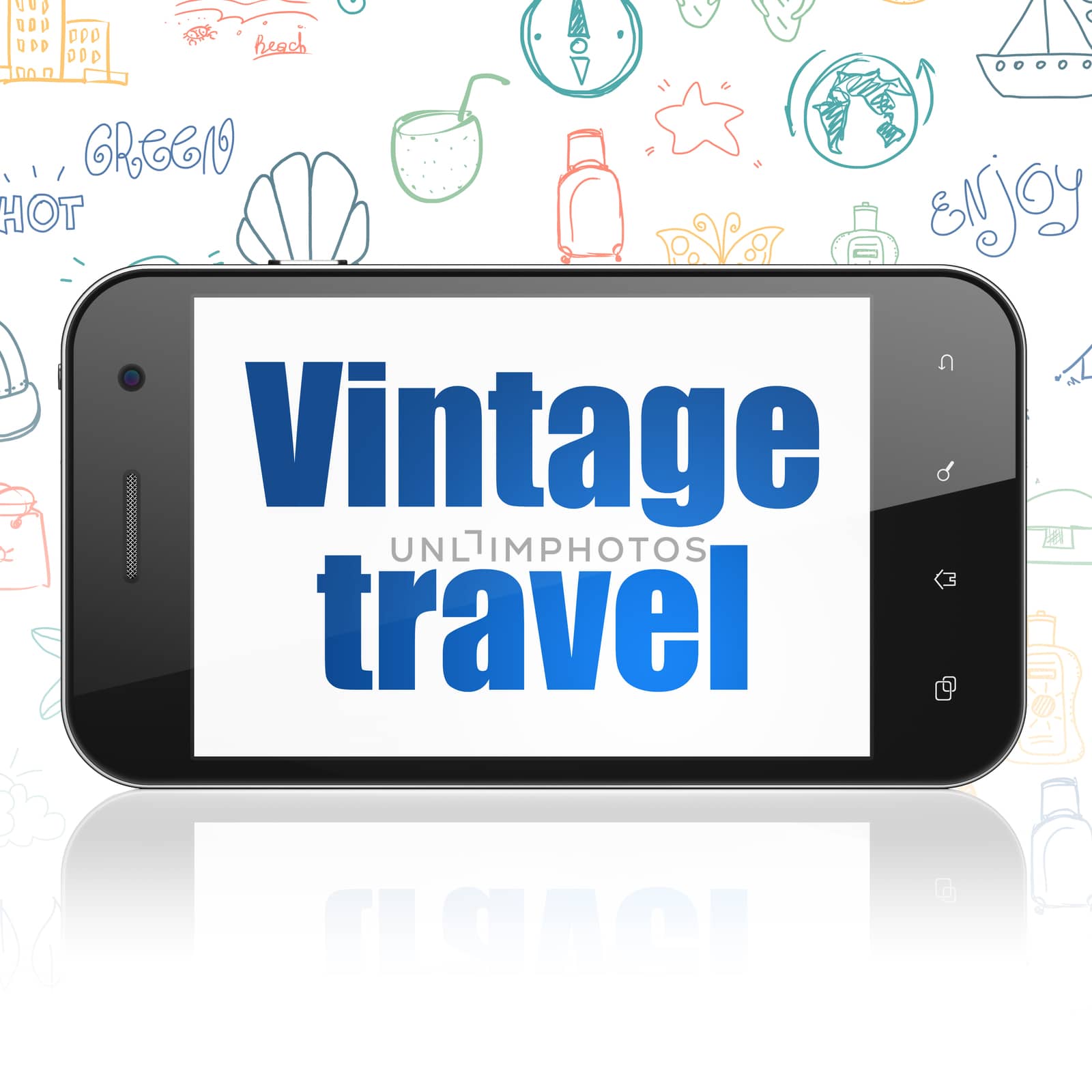 Travel concept: Smartphone with Vintage Travel on display by maxkabakov